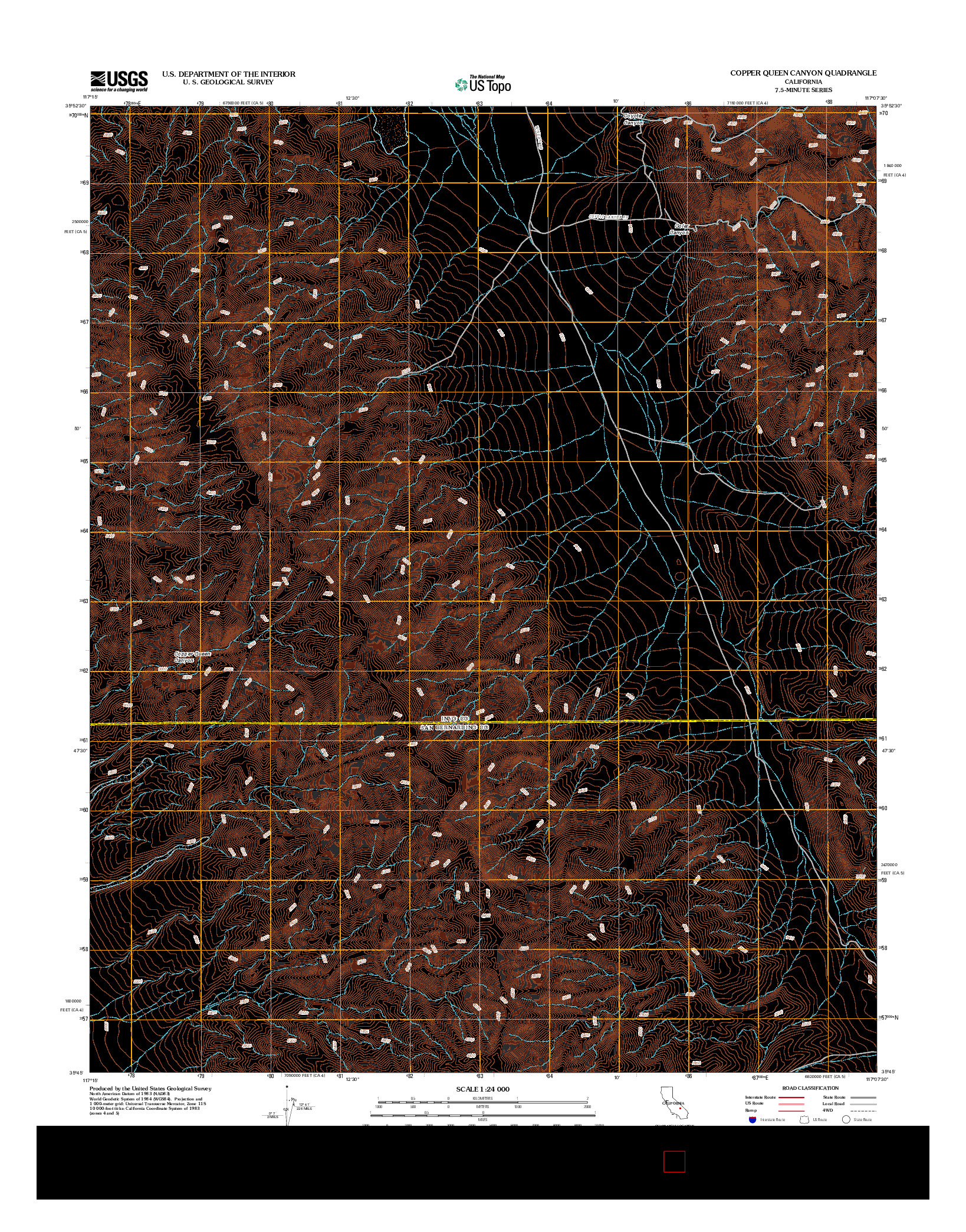 USGS US TOPO 7.5-MINUTE MAP FOR COPPER QUEEN CANYON, CA 2012