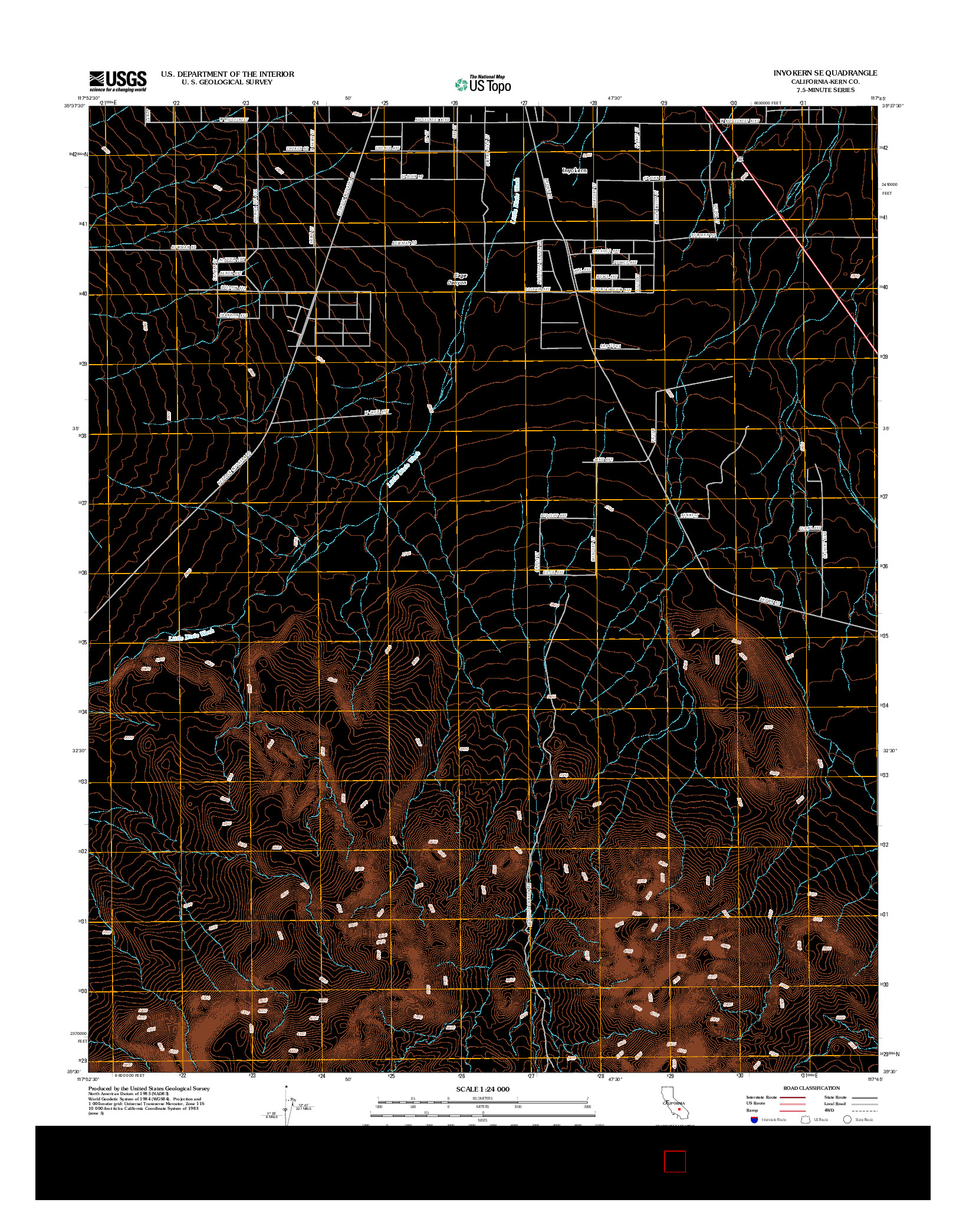 USGS US TOPO 7.5-MINUTE MAP FOR INYOKERN SE, CA 2012