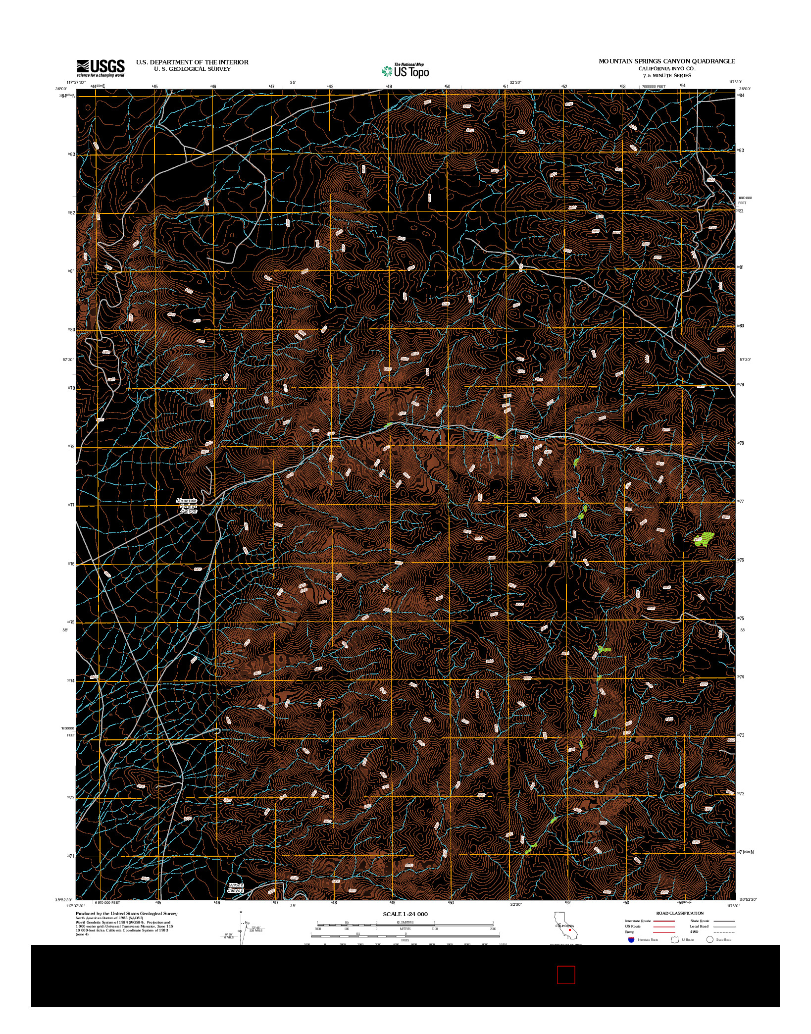 USGS US TOPO 7.5-MINUTE MAP FOR MOUNTAIN SPRINGS CANYON, CA 2012