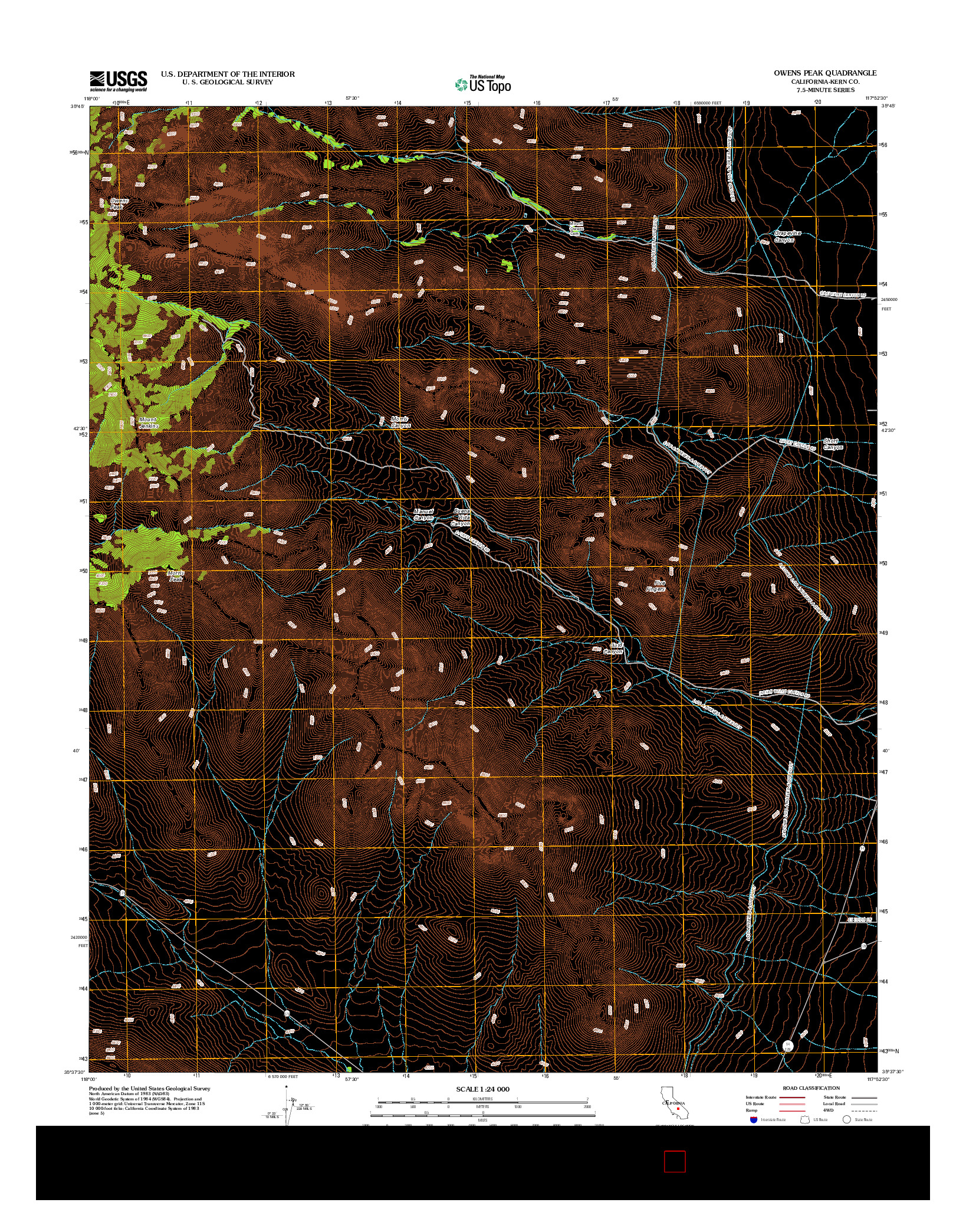 USGS US TOPO 7.5-MINUTE MAP FOR OWENS PEAK, CA 2012