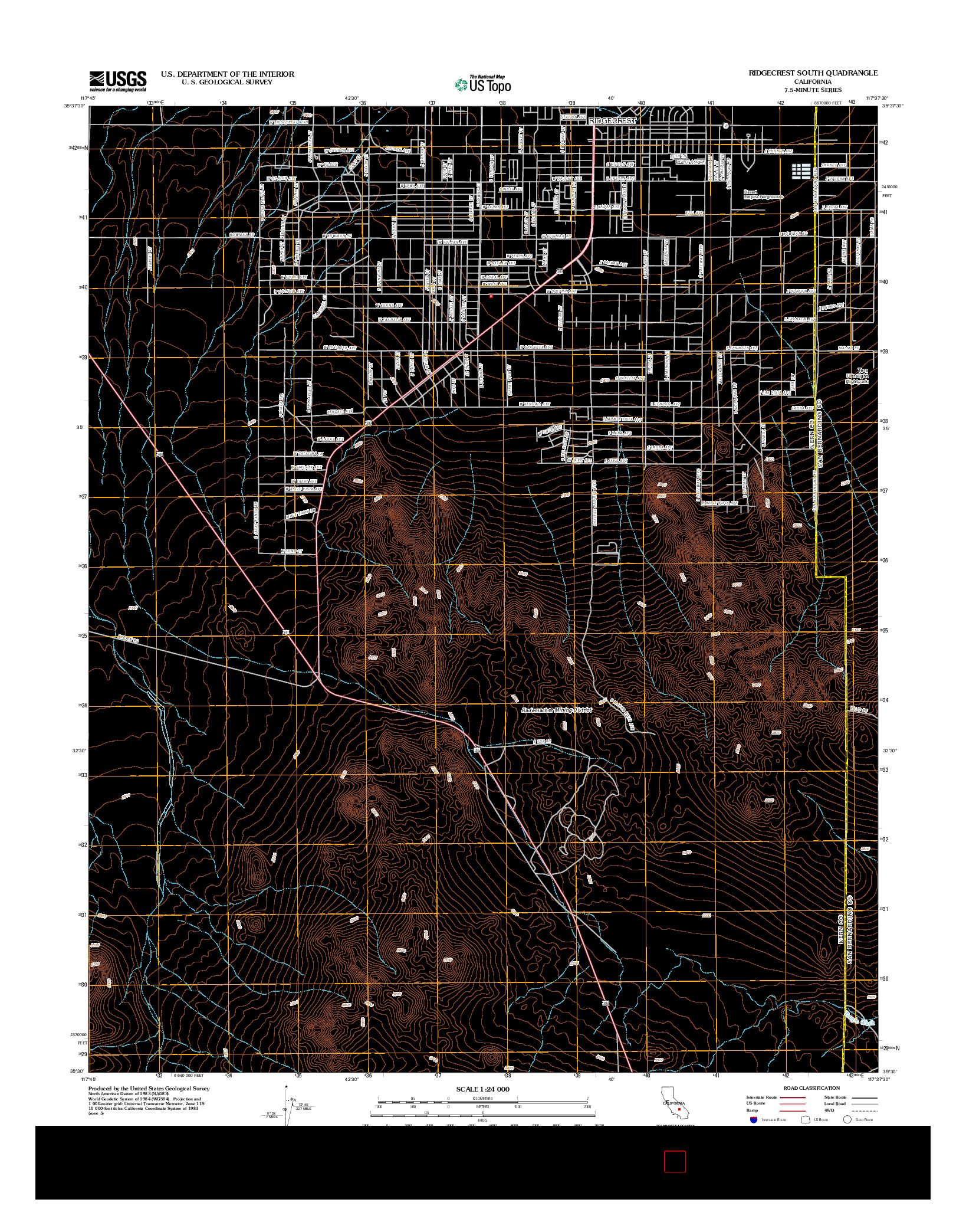 USGS US TOPO 7.5-MINUTE MAP FOR RIDGECREST SOUTH, CA 2012