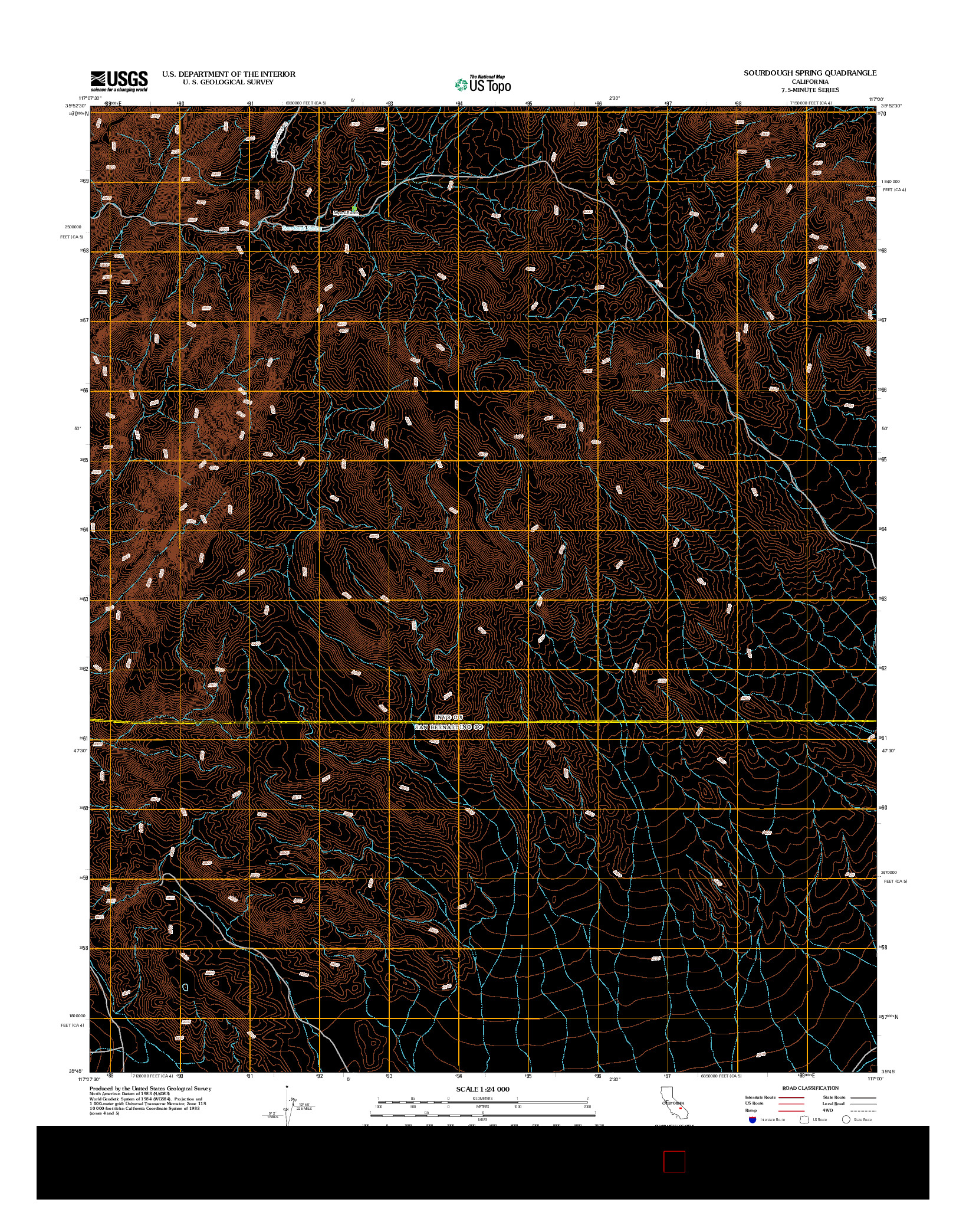 USGS US TOPO 7.5-MINUTE MAP FOR SOURDOUGH SPRING, CA 2012