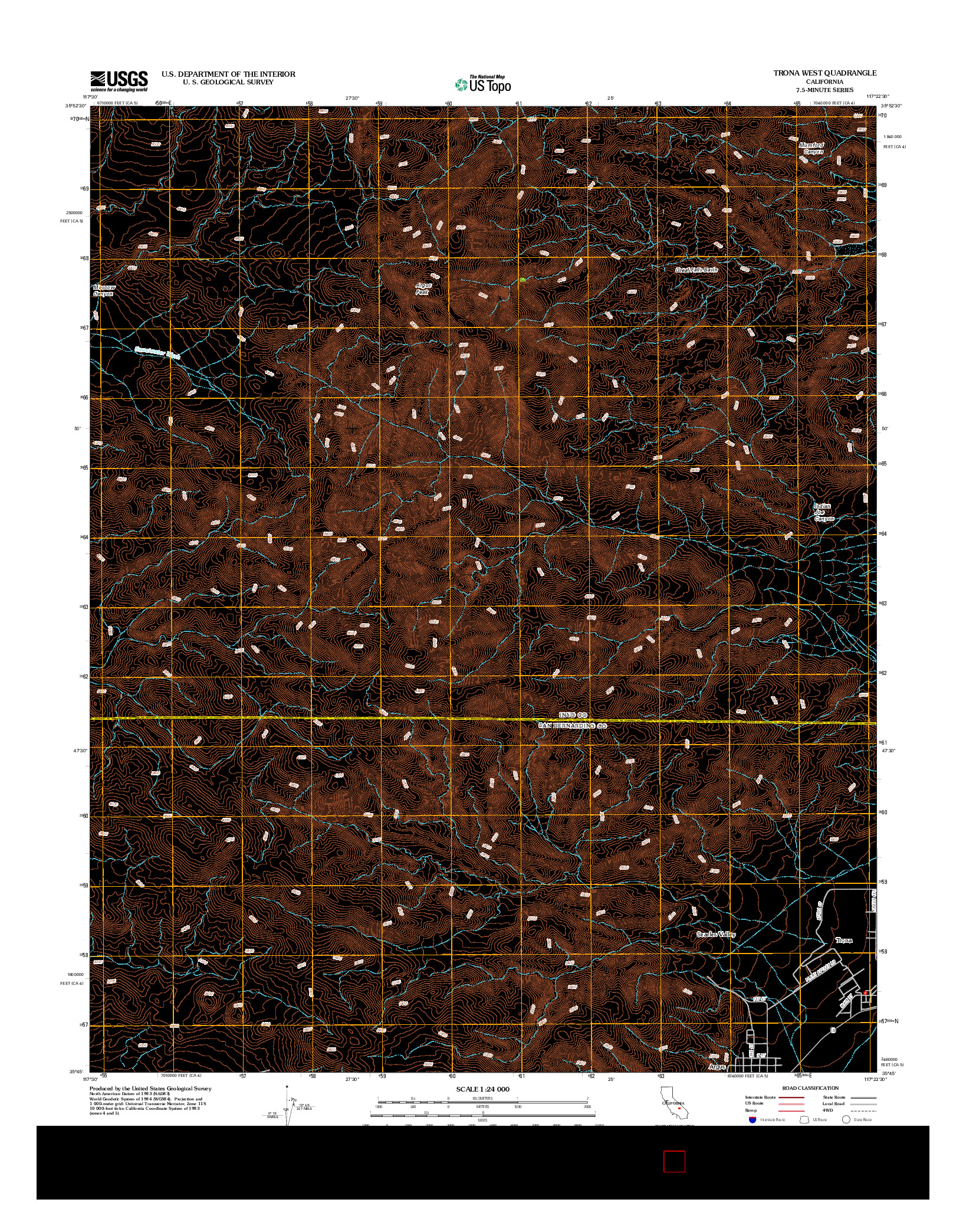 USGS US TOPO 7.5-MINUTE MAP FOR TRONA WEST, CA 2012