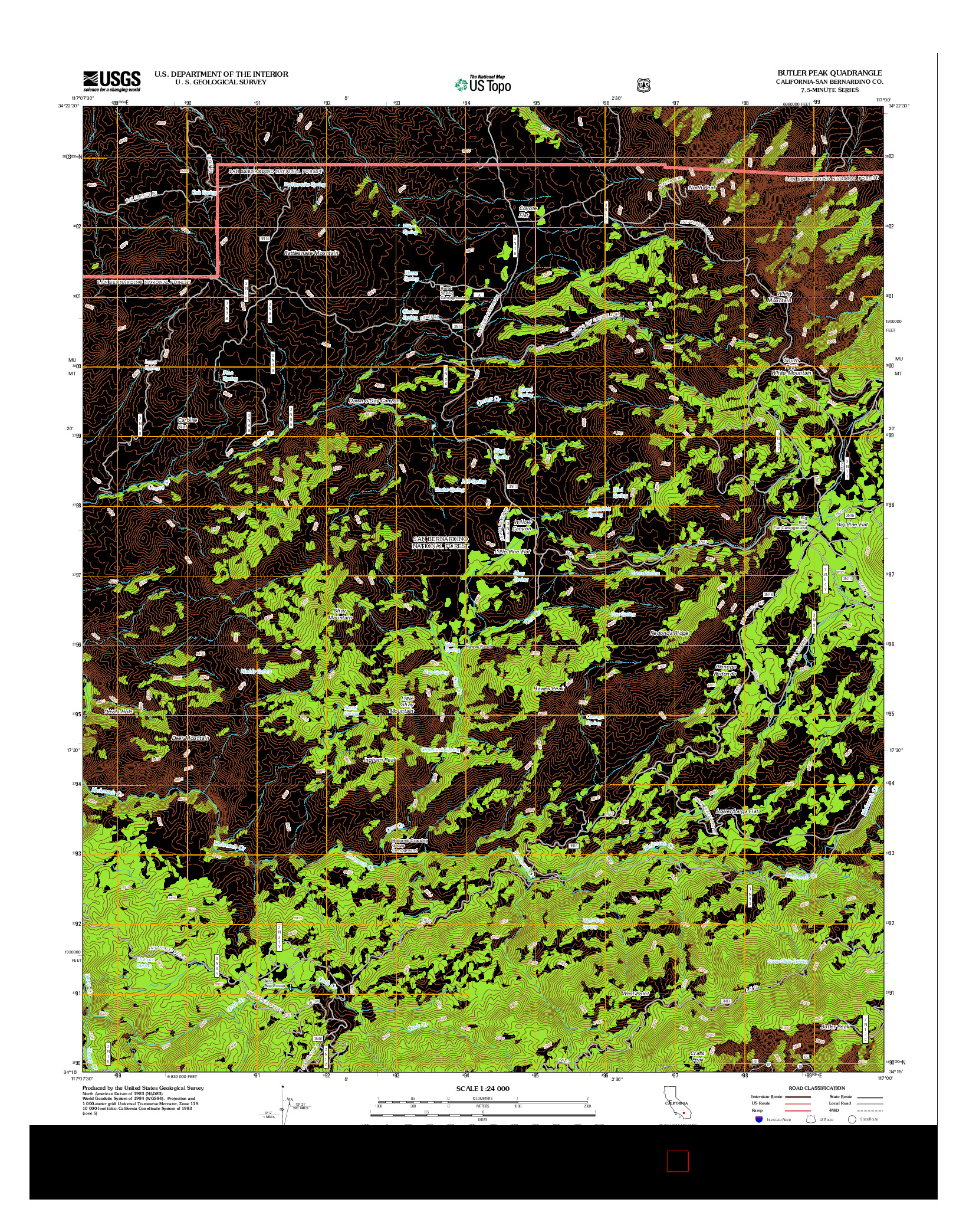 USGS US TOPO 7.5-MINUTE MAP FOR BUTLER PEAK, CA 2012