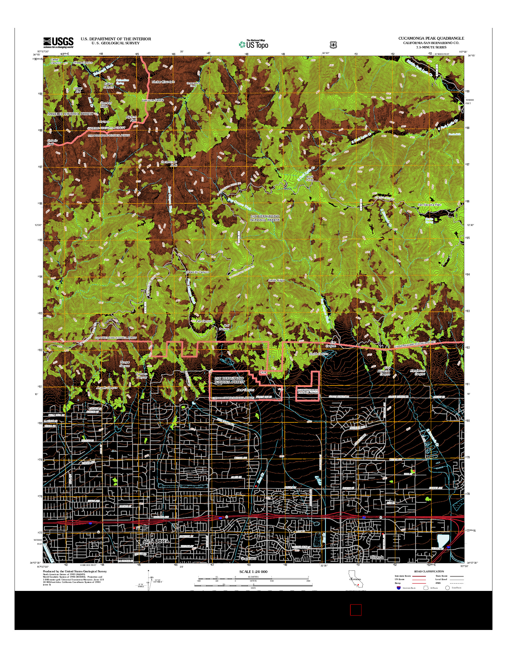 USGS US TOPO 7.5-MINUTE MAP FOR CUCAMONGA PEAK, CA 2012