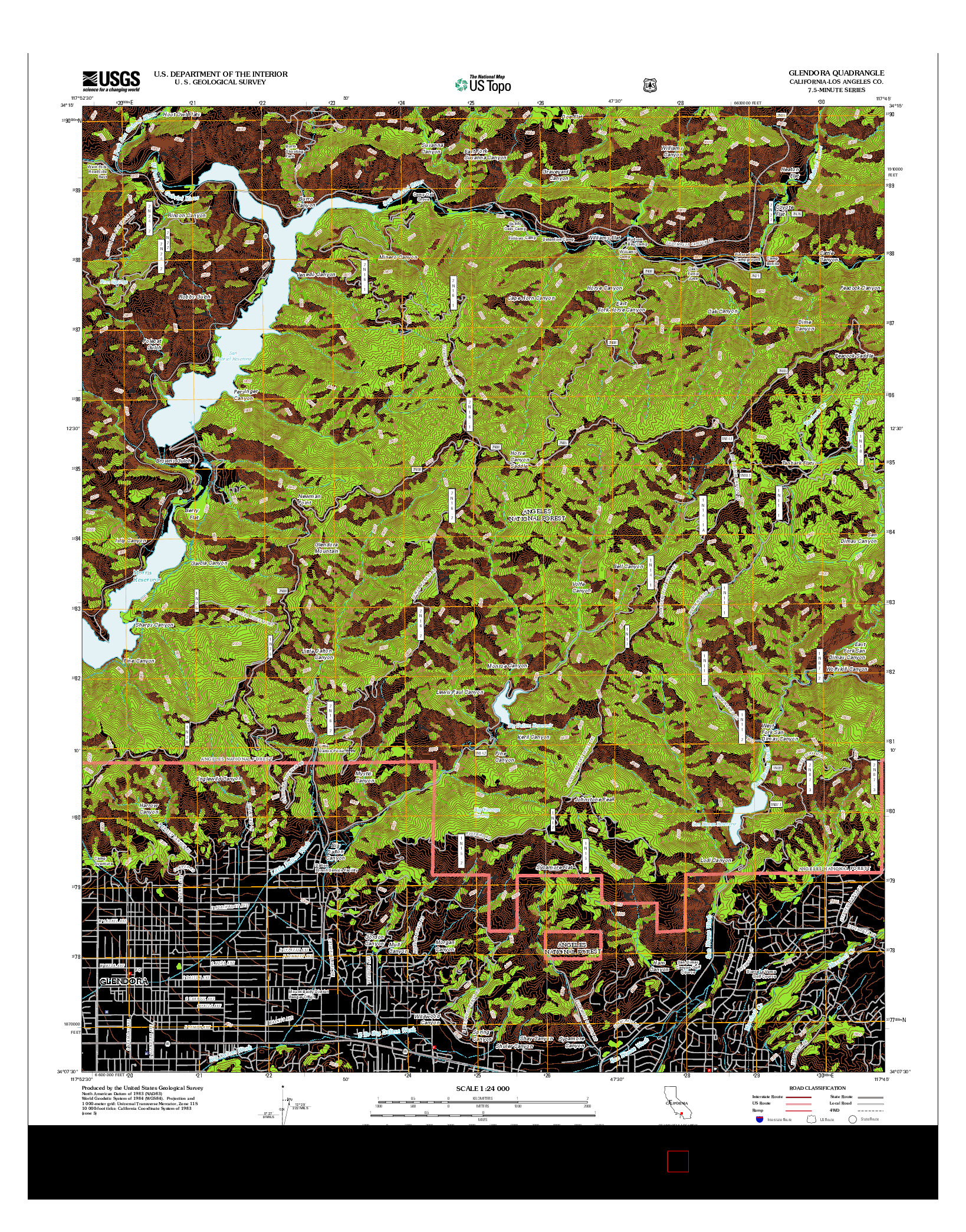 USGS US TOPO 7.5-MINUTE MAP FOR GLENDORA, CA 2012