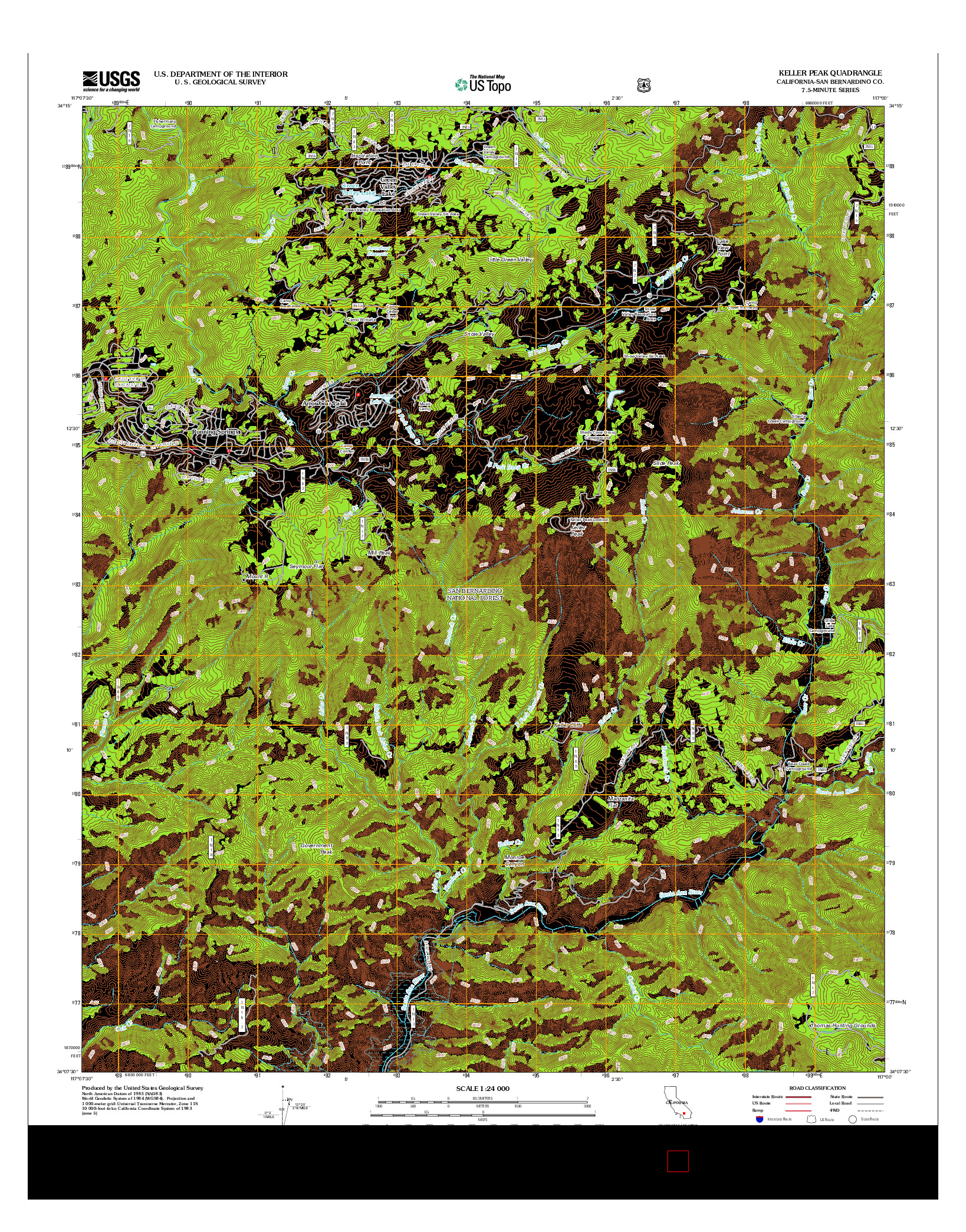 USGS US TOPO 7.5-MINUTE MAP FOR KELLER PEAK, CA 2012