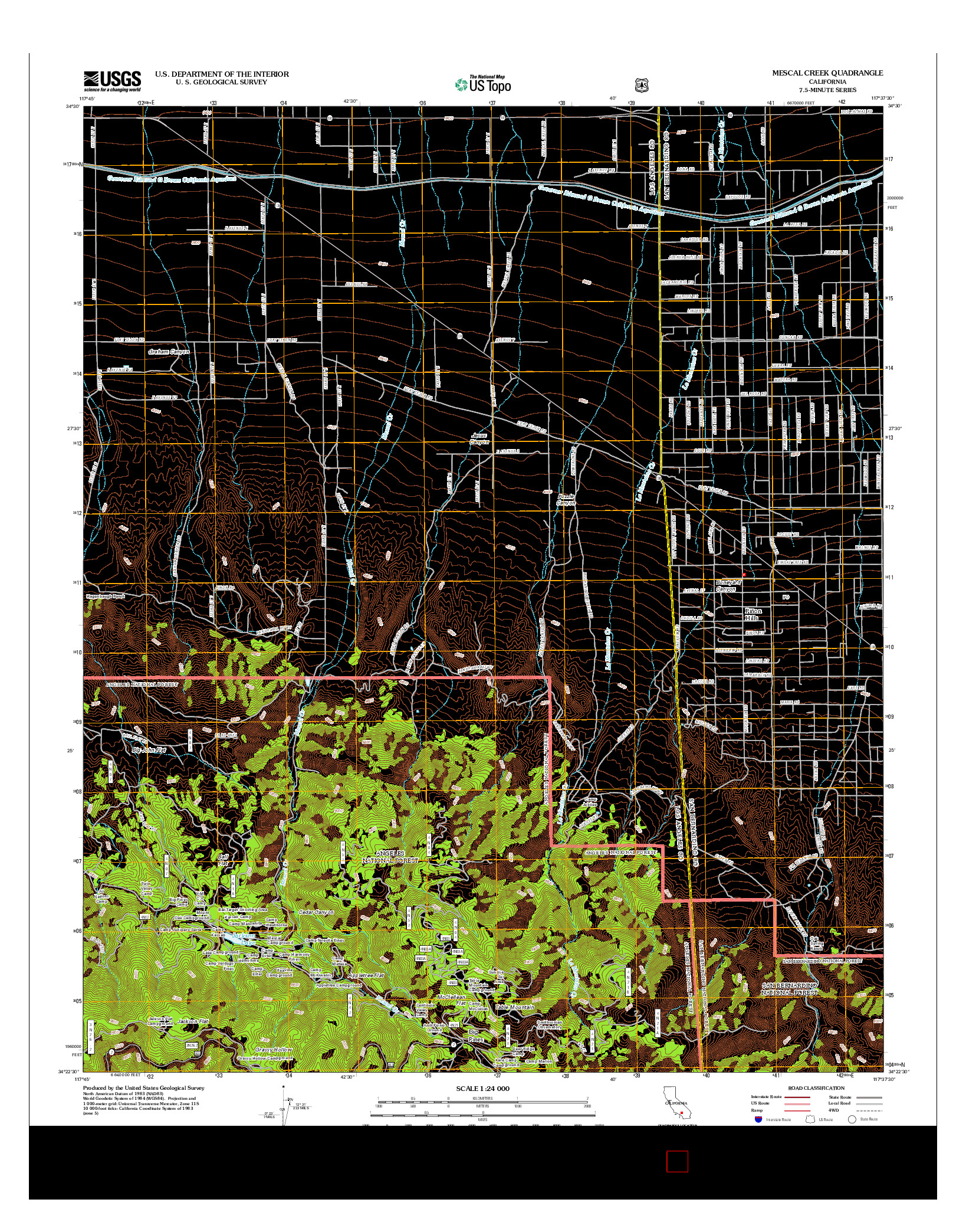 USGS US TOPO 7.5-MINUTE MAP FOR MESCAL CREEK, CA 2012