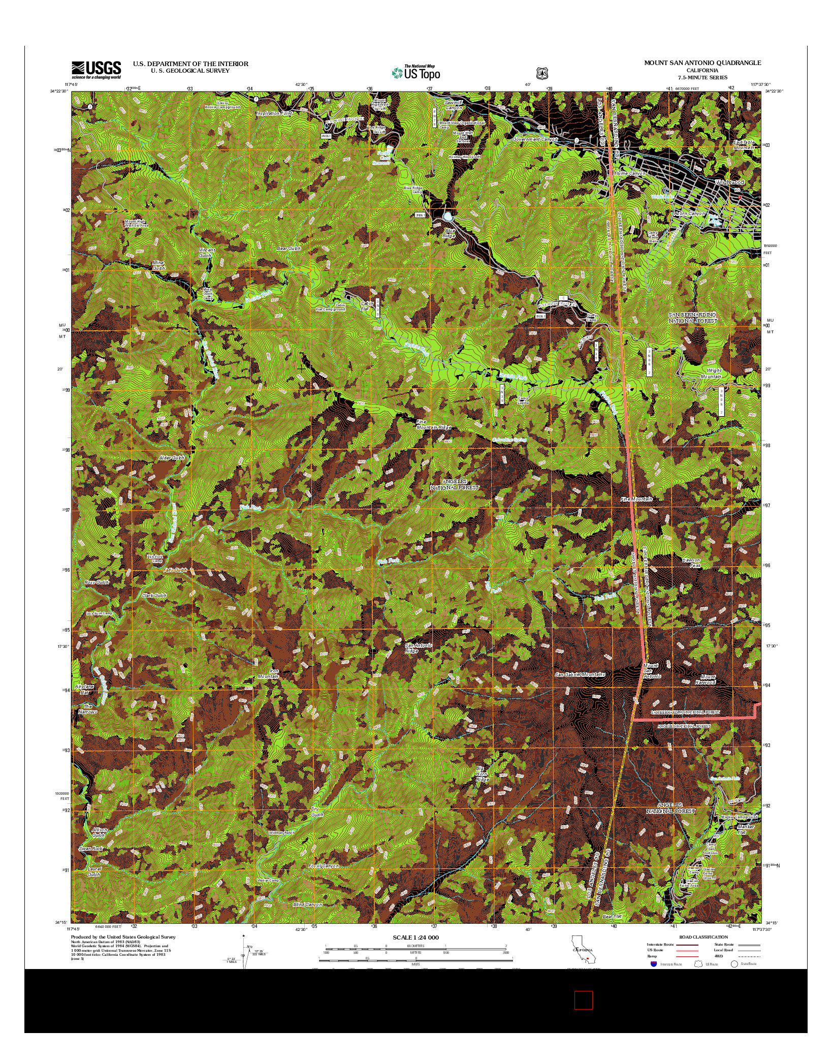 USGS US TOPO 7.5-MINUTE MAP FOR MOUNT SAN ANTONIO, CA 2012