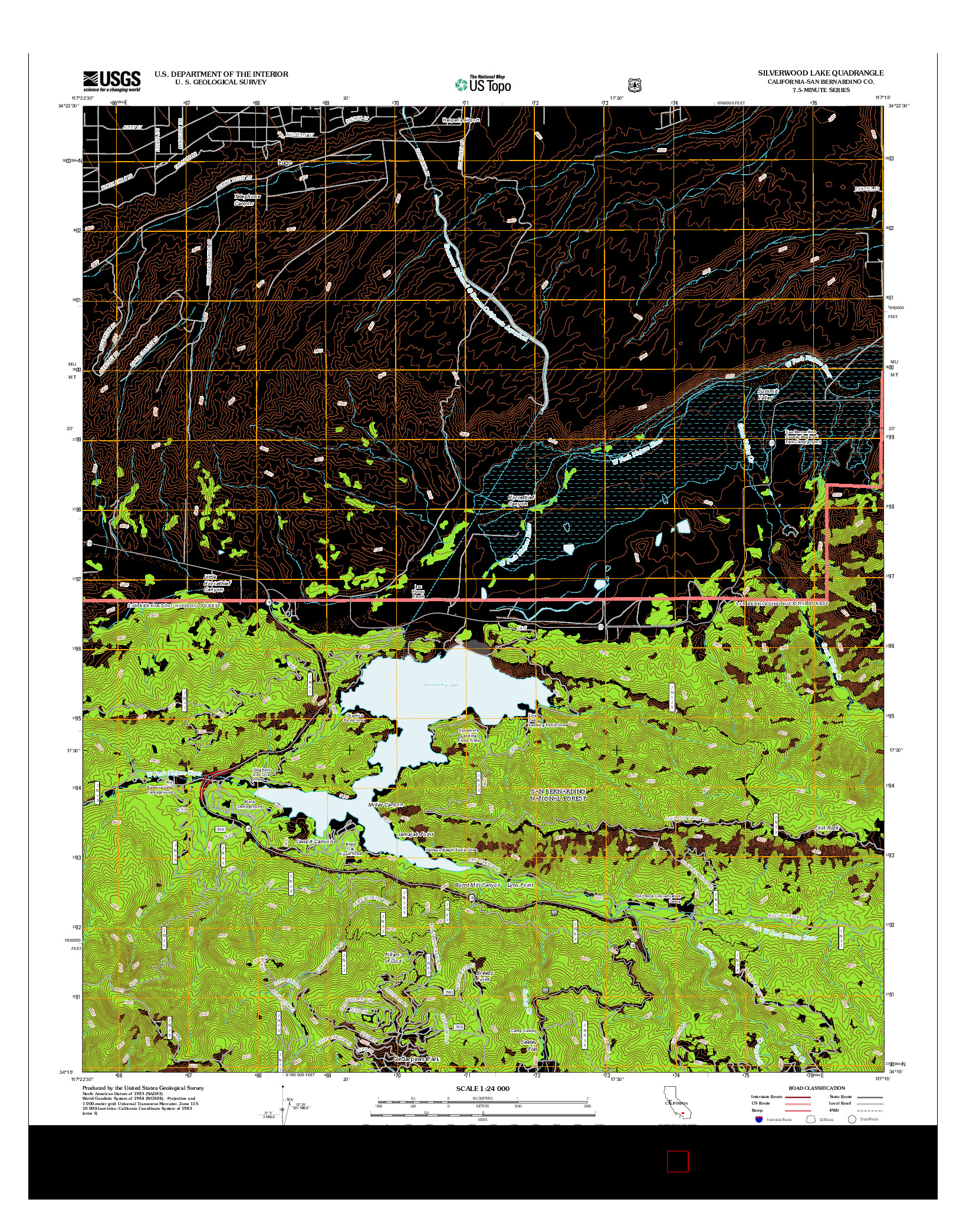 USGS US TOPO 7.5-MINUTE MAP FOR SILVERWOOD LAKE, CA 2012