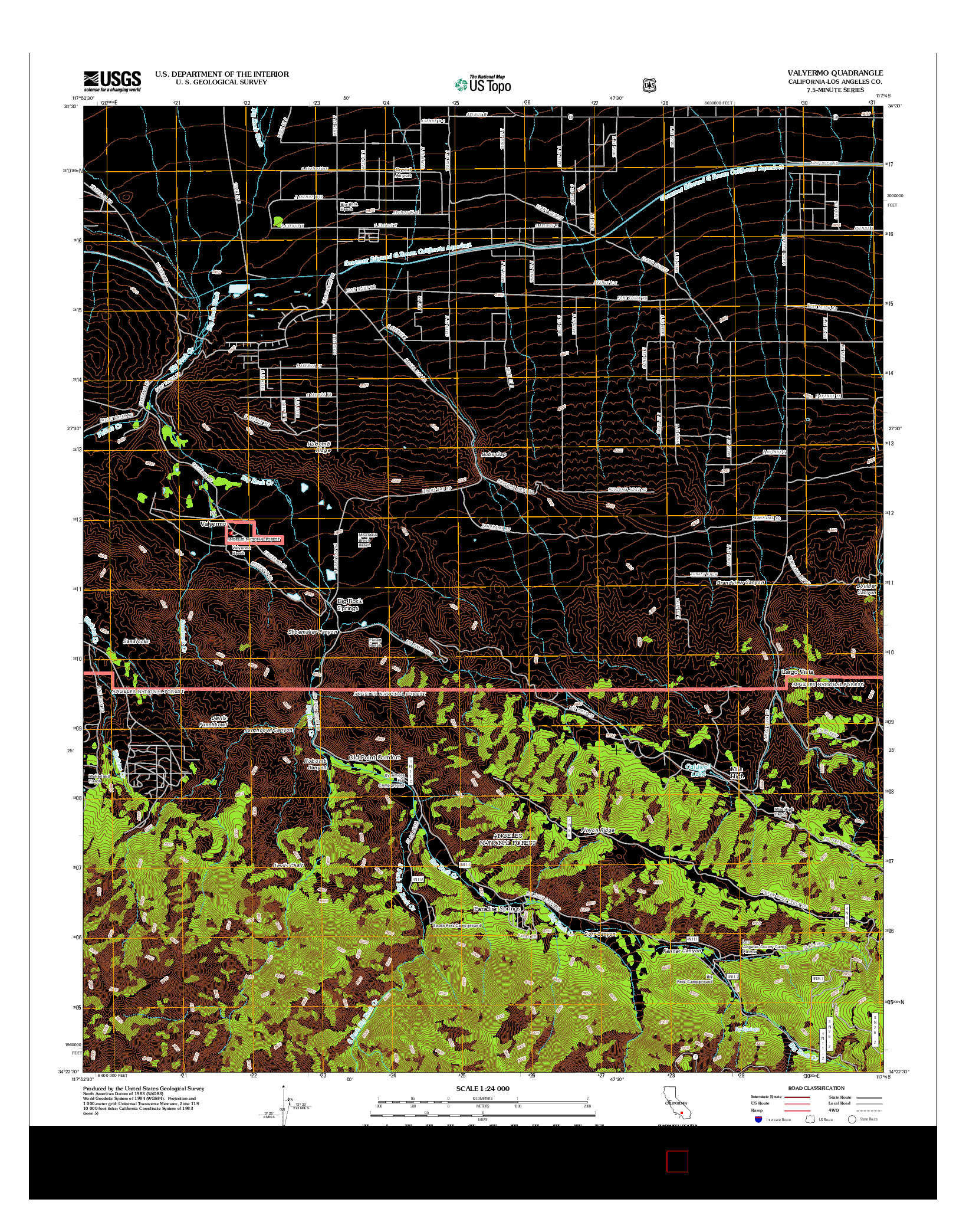 USGS US TOPO 7.5-MINUTE MAP FOR VALYERMO, CA 2012