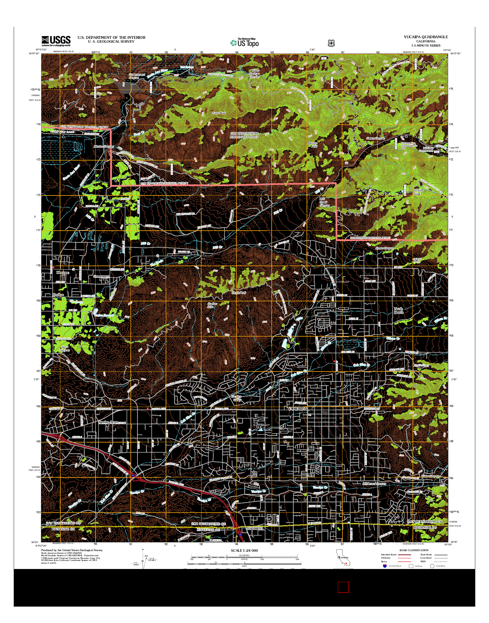 USGS US TOPO 7.5-MINUTE MAP FOR YUCAIPA, CA 2012