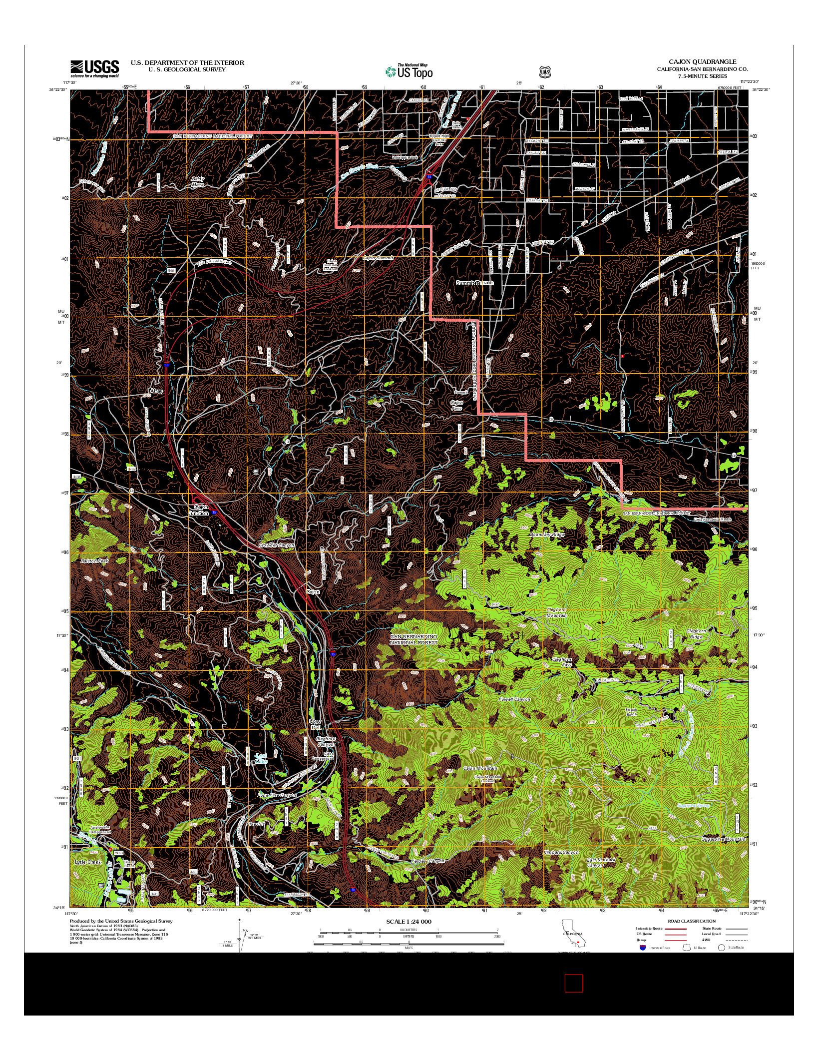 USGS US TOPO 7.5-MINUTE MAP FOR CAJON, CA 2012