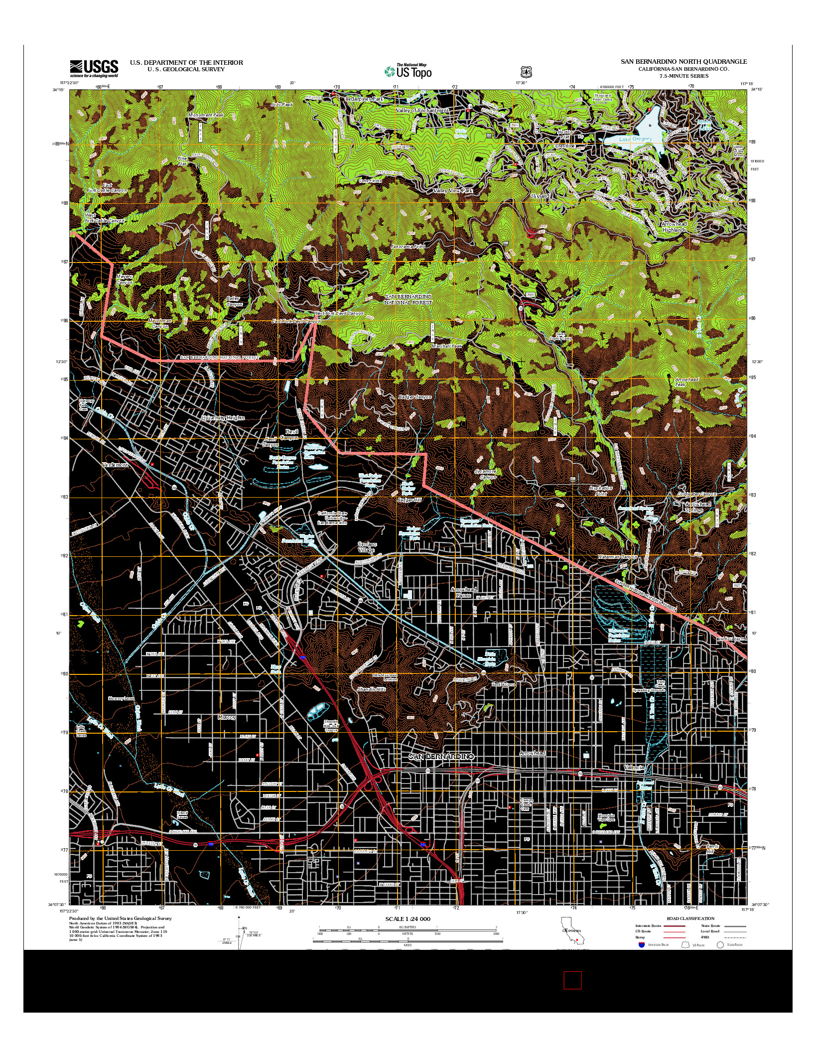 USGS US TOPO 7.5-MINUTE MAP FOR SAN BERNARDINO NORTH, CA 2012