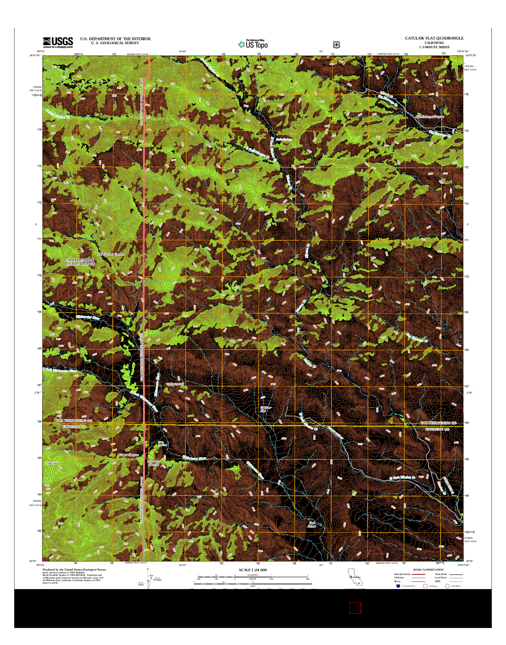 USGS US TOPO 7.5-MINUTE MAP FOR CATCLAW FLAT, CA 2012