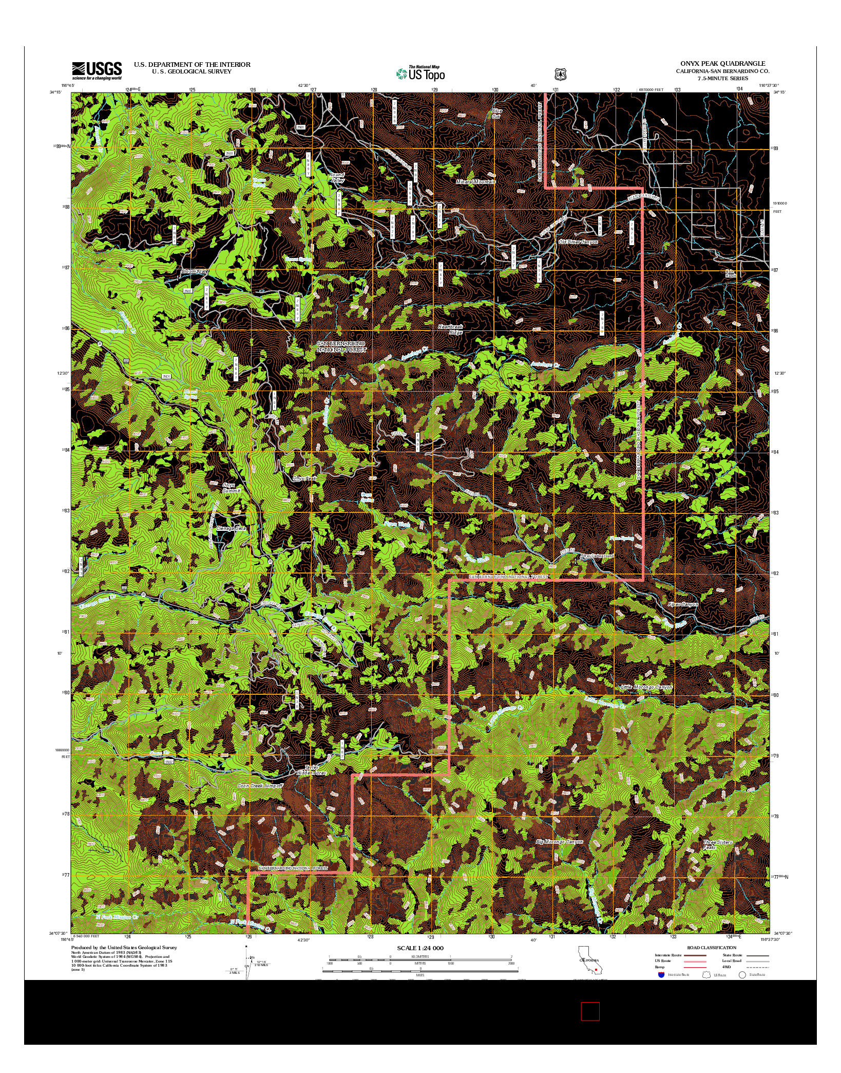USGS US TOPO 7.5-MINUTE MAP FOR ONYX PEAK, CA 2012