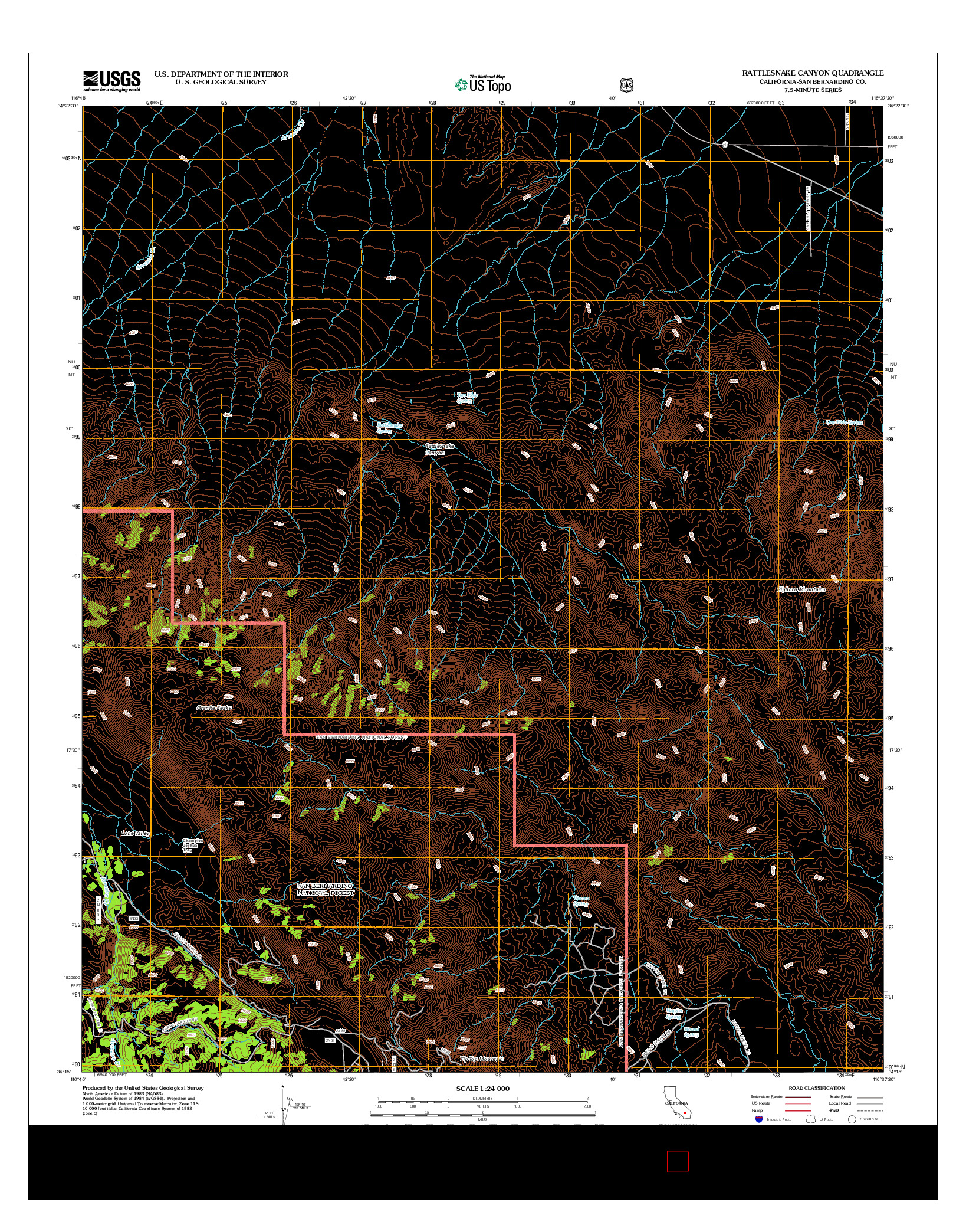 USGS US TOPO 7.5-MINUTE MAP FOR RATTLESNAKE CANYON, CA 2012