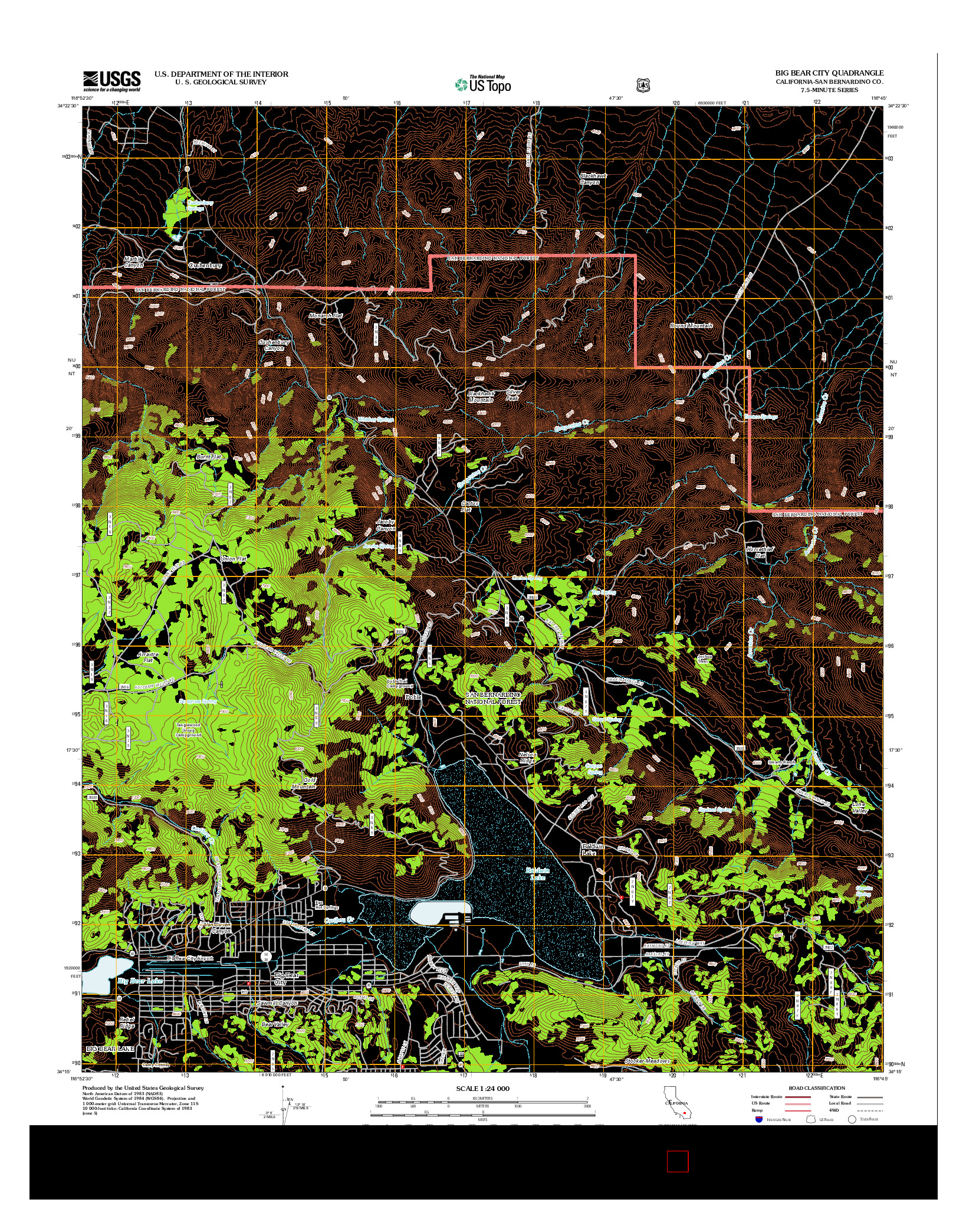 USGS US TOPO 7.5-MINUTE MAP FOR BIG BEAR CITY, CA 2012