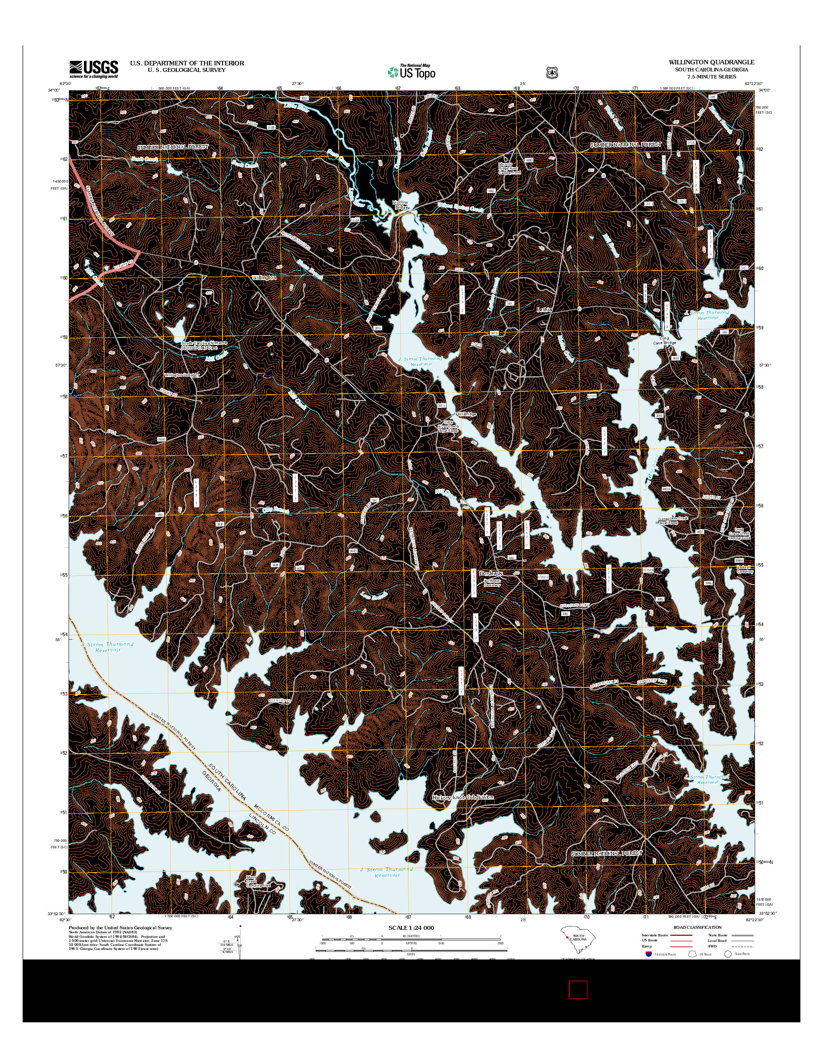 USGS US TOPO 7.5-MINUTE MAP FOR WILLINGTON, SC-GA 2012