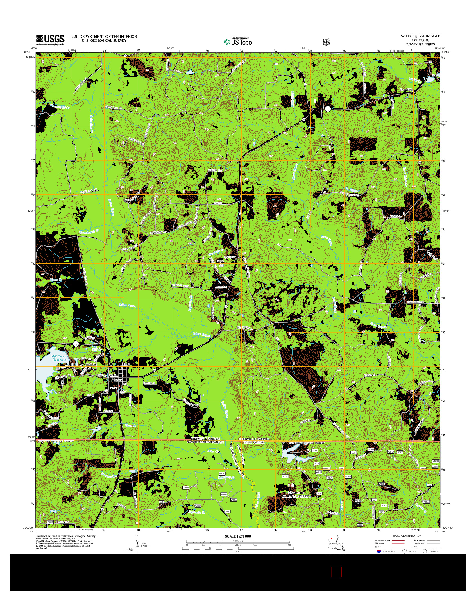 USGS US TOPO 7.5-MINUTE MAP FOR SALINE, LA 2012