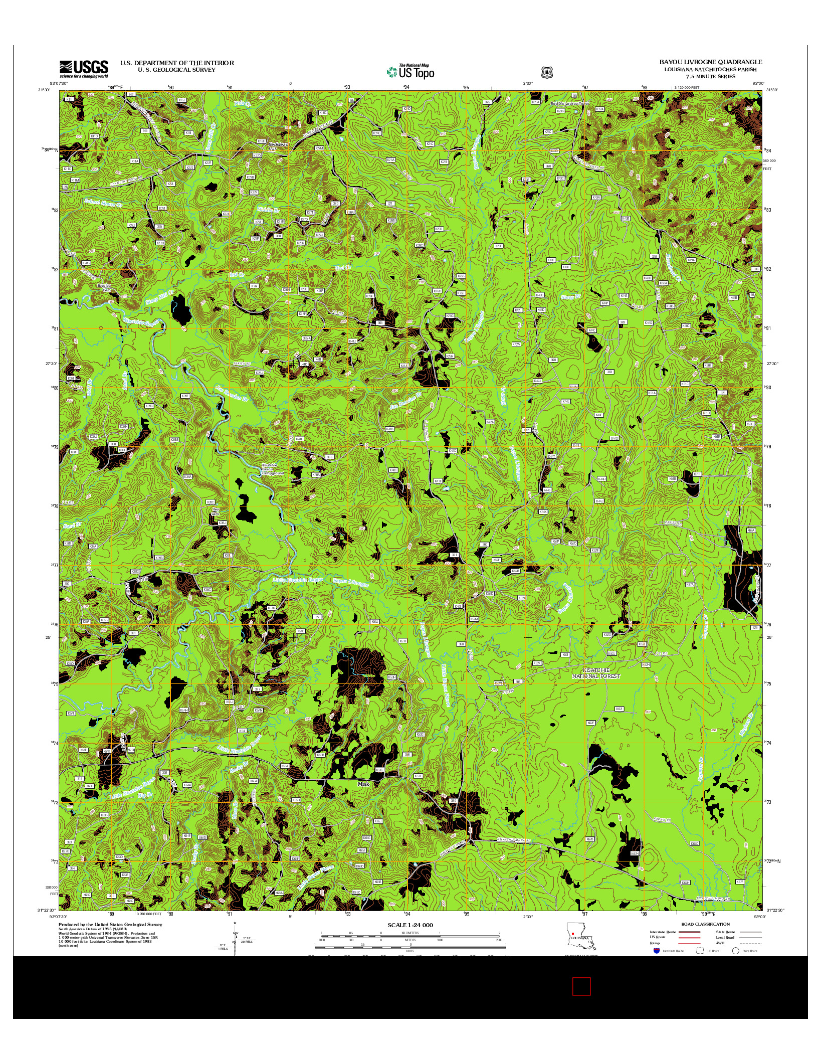 USGS US TOPO 7.5-MINUTE MAP FOR BAYOU LIVROGNE, LA 2012