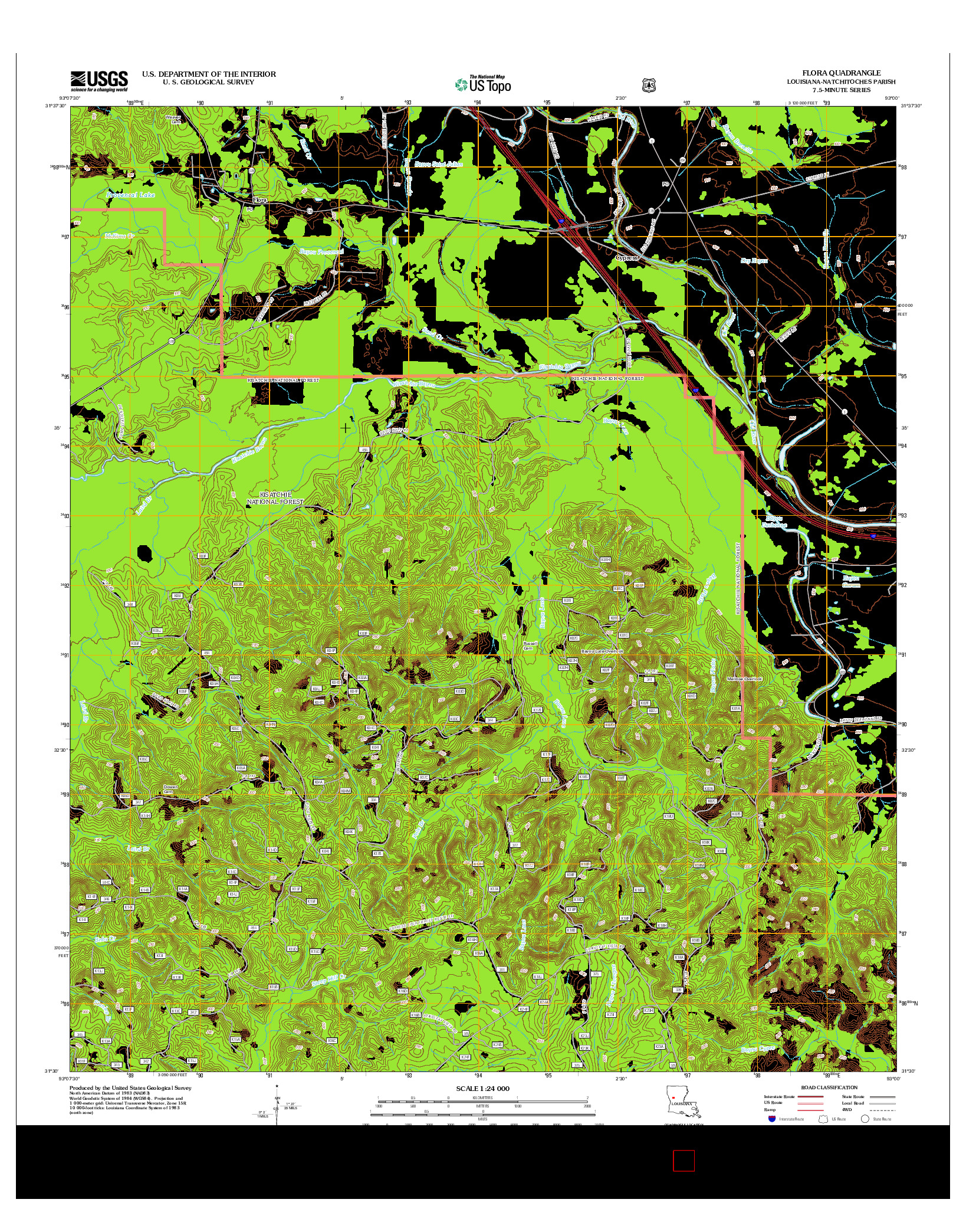 USGS US TOPO 7.5-MINUTE MAP FOR FLORA, LA 2012