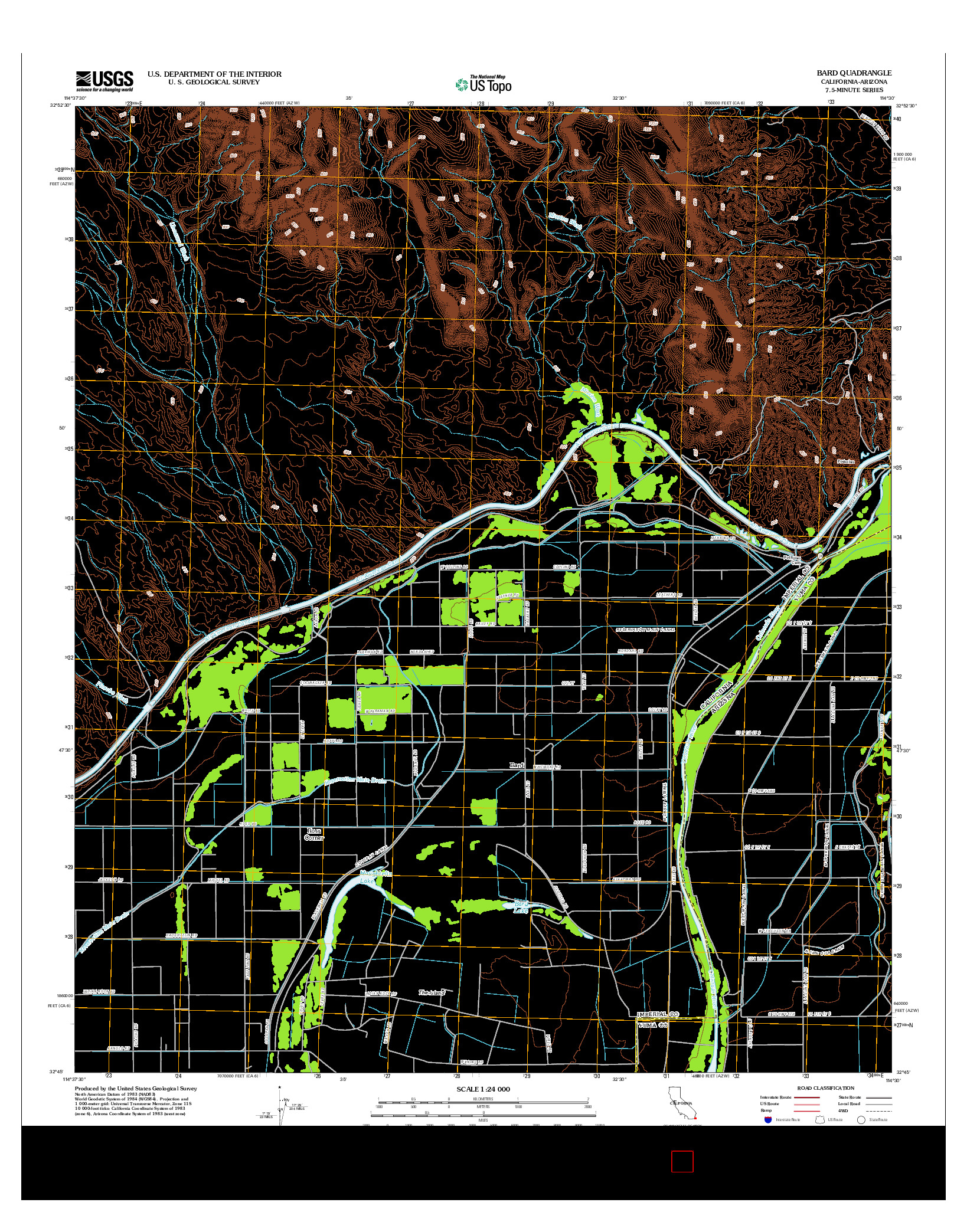 USGS US TOPO 7.5-MINUTE MAP FOR BARD, CA-AZ 2012