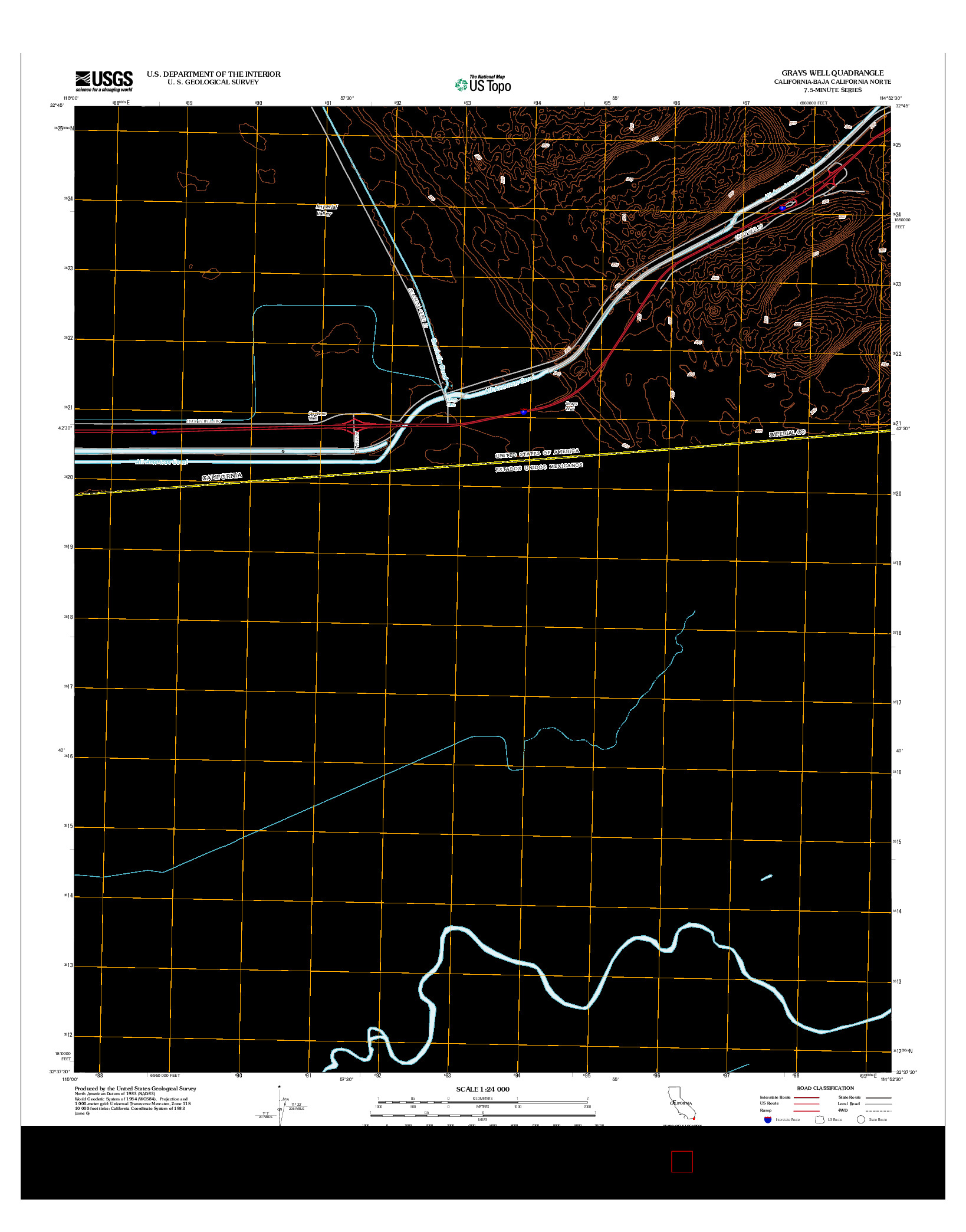 USGS US TOPO 7.5-MINUTE MAP FOR GRAYS WELL, CA-BCN 2012