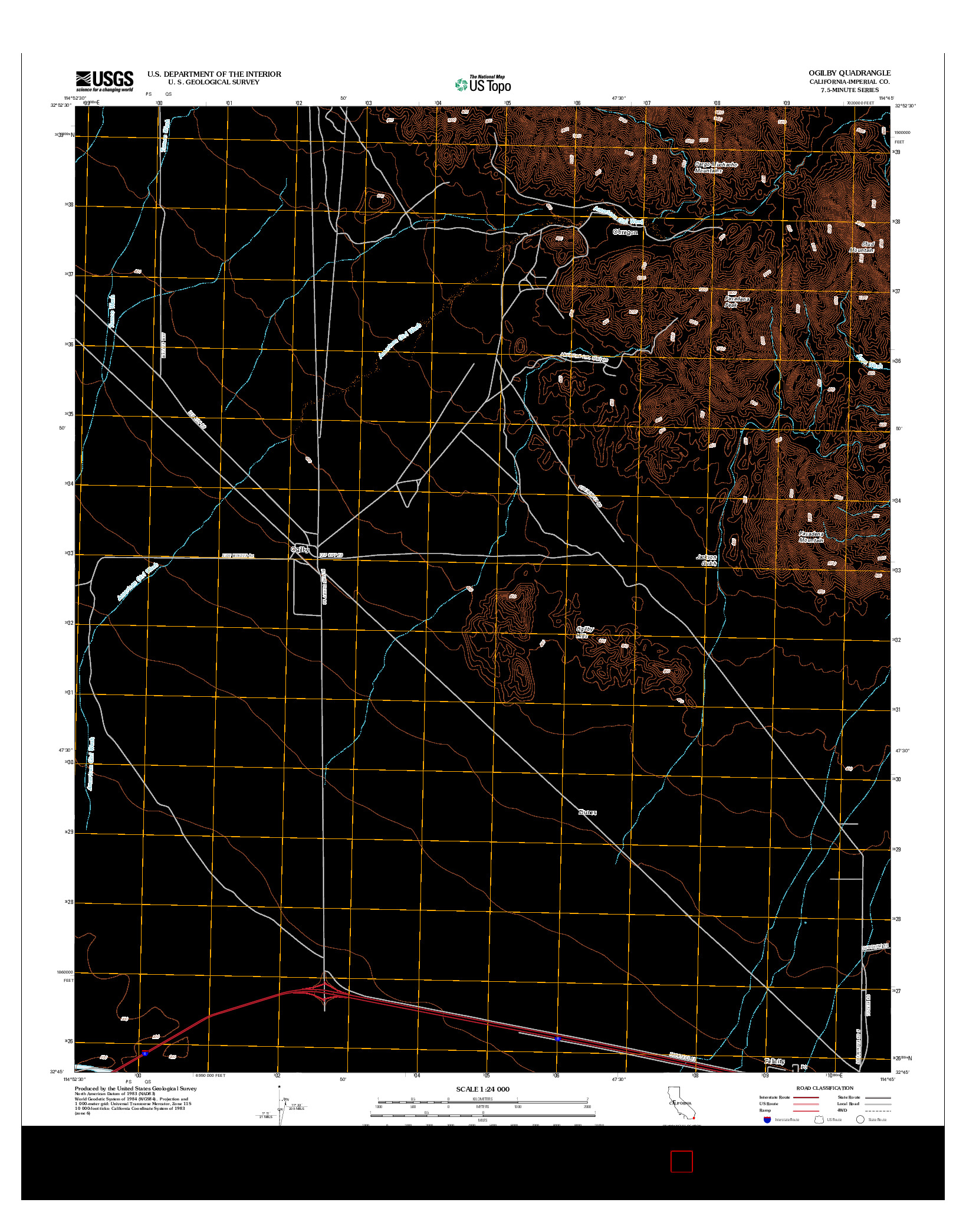 USGS US TOPO 7.5-MINUTE MAP FOR OGILBY, CA 2012