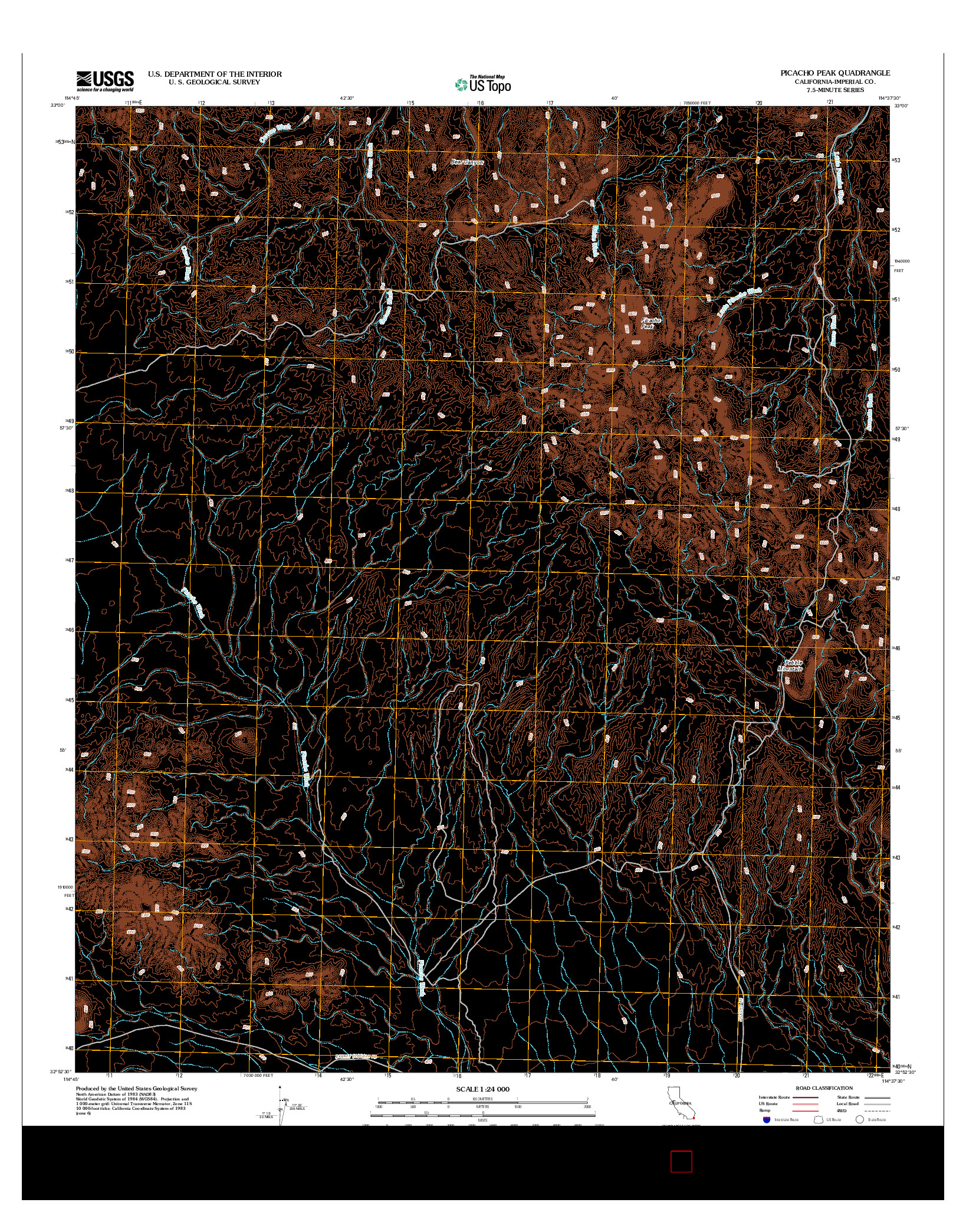 USGS US TOPO 7.5-MINUTE MAP FOR PICACHO PEAK, CA 2012