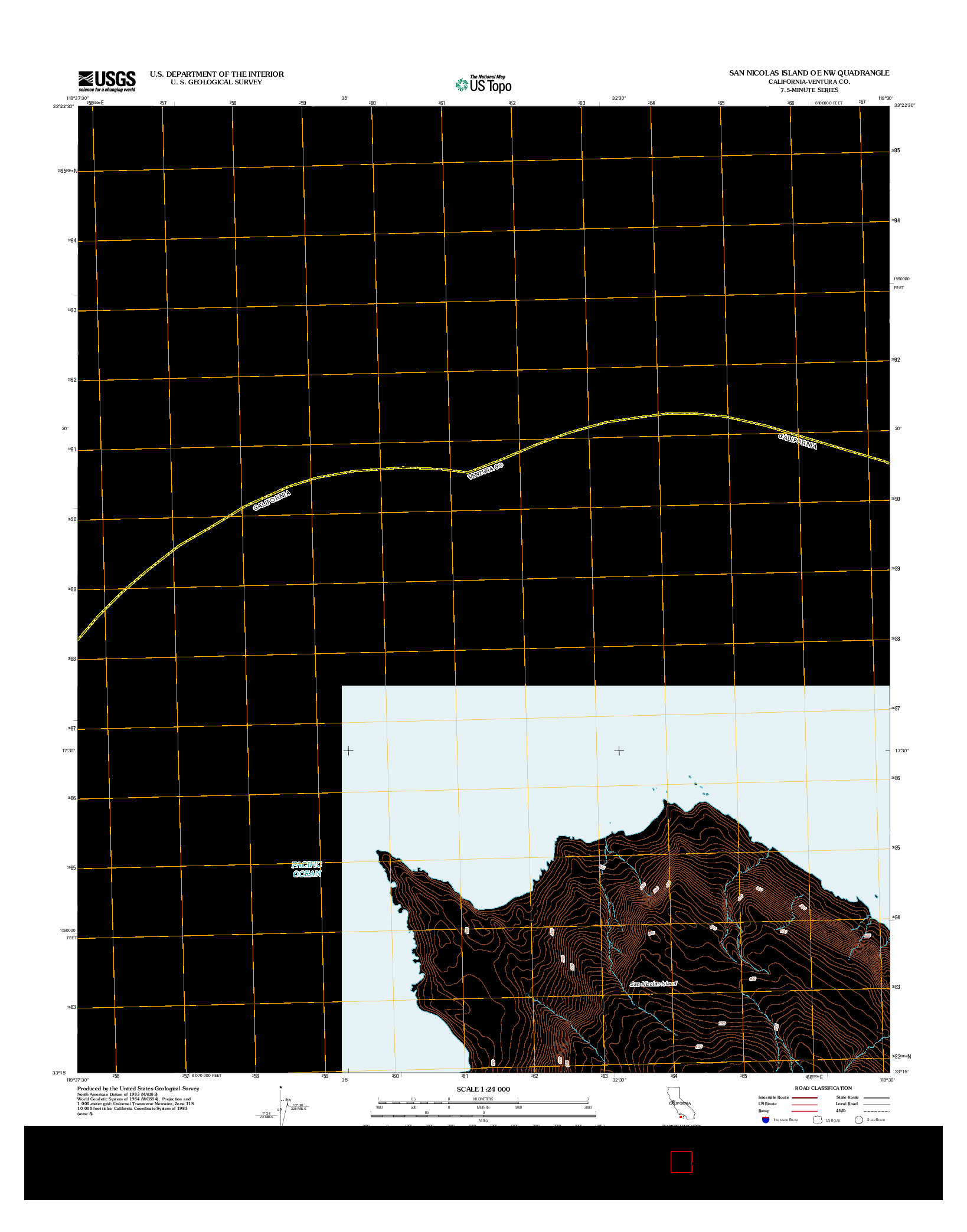 USGS US TOPO 7.5-MINUTE MAP FOR SAN NICOLAS ISLAND OE NW, CA 2012