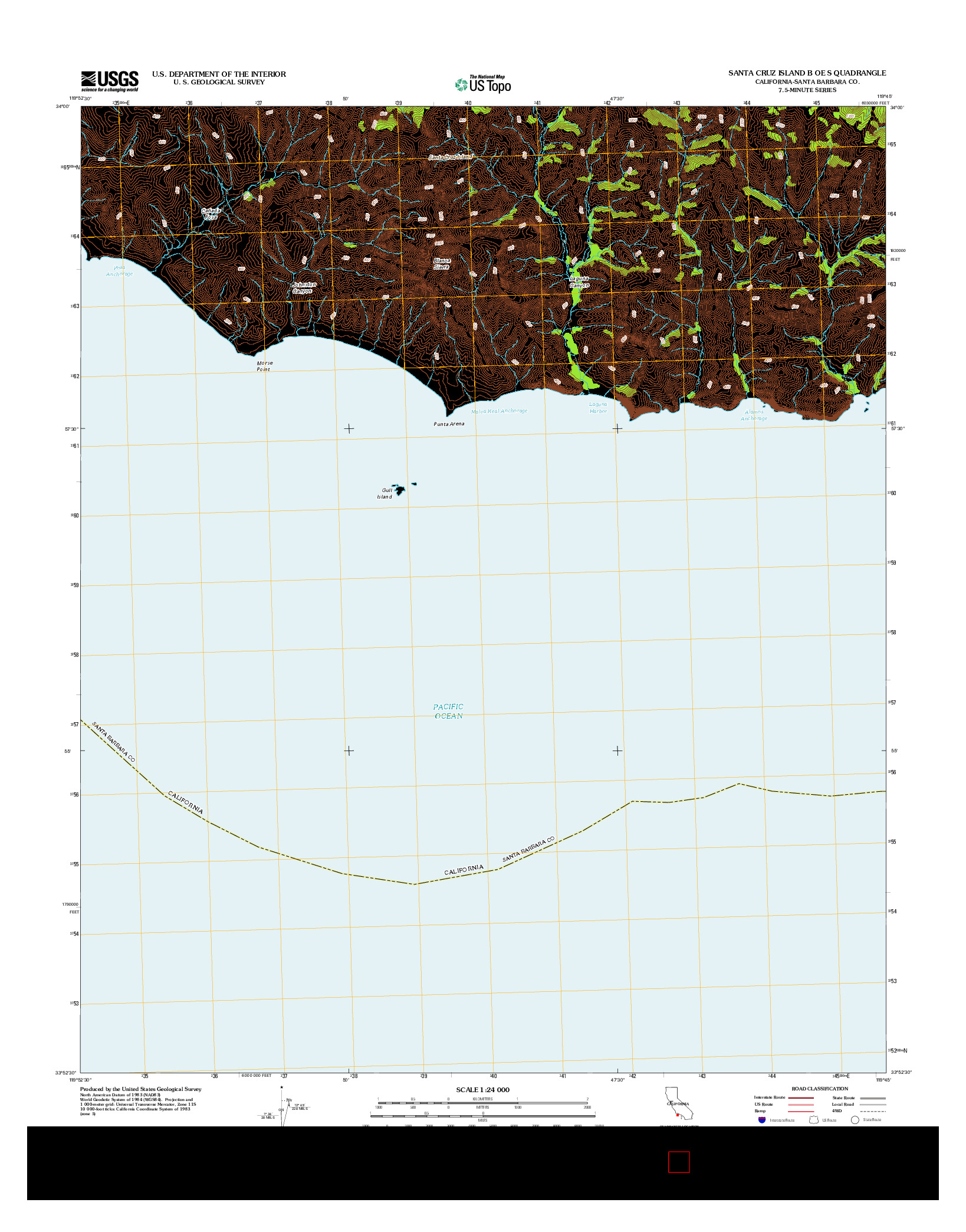 USGS US TOPO 7.5-MINUTE MAP FOR SANTA CRUZ ISLAND B OE S, CA 2012