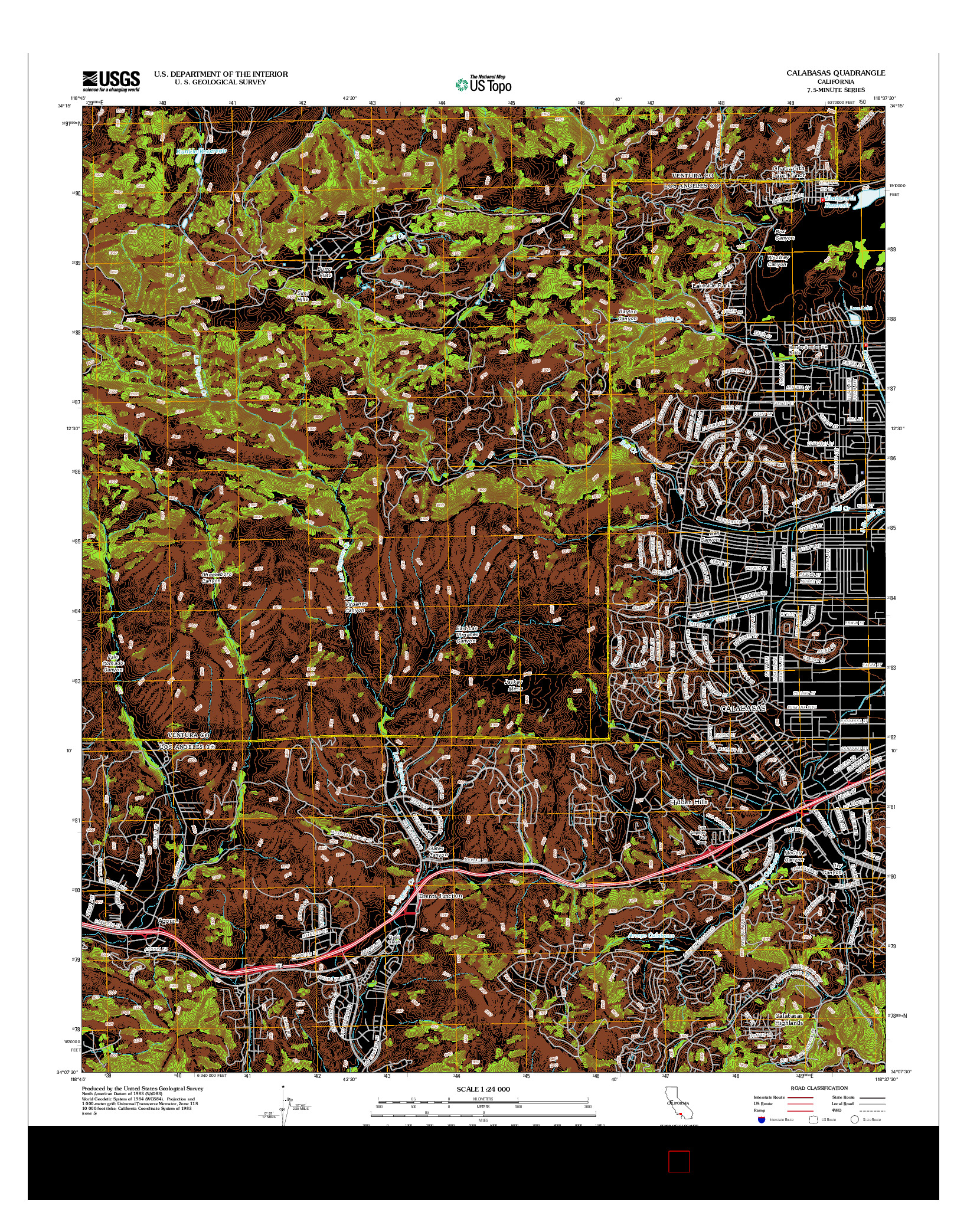 USGS US TOPO 7.5-MINUTE MAP FOR CALABASAS, CA 2012