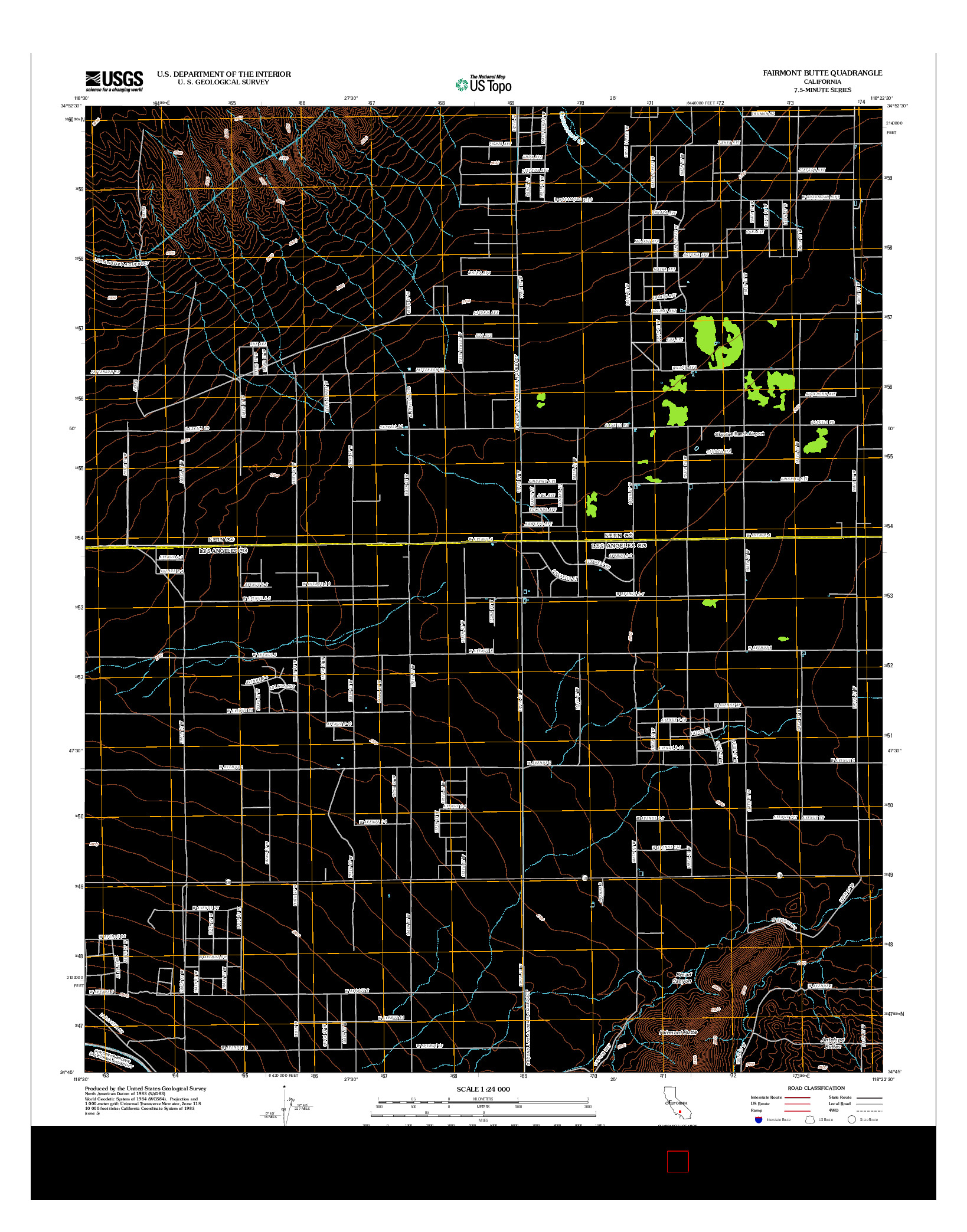 USGS US TOPO 7.5-MINUTE MAP FOR FAIRMONT BUTTE, CA 2012