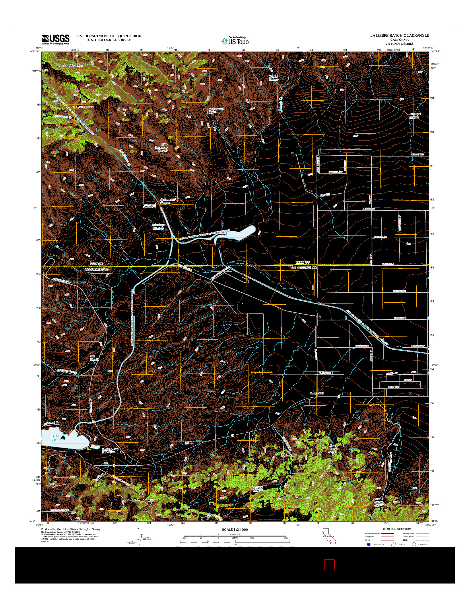 USGS US TOPO 7.5-MINUTE MAP FOR LA LIEBRE RANCH, CA 2012
