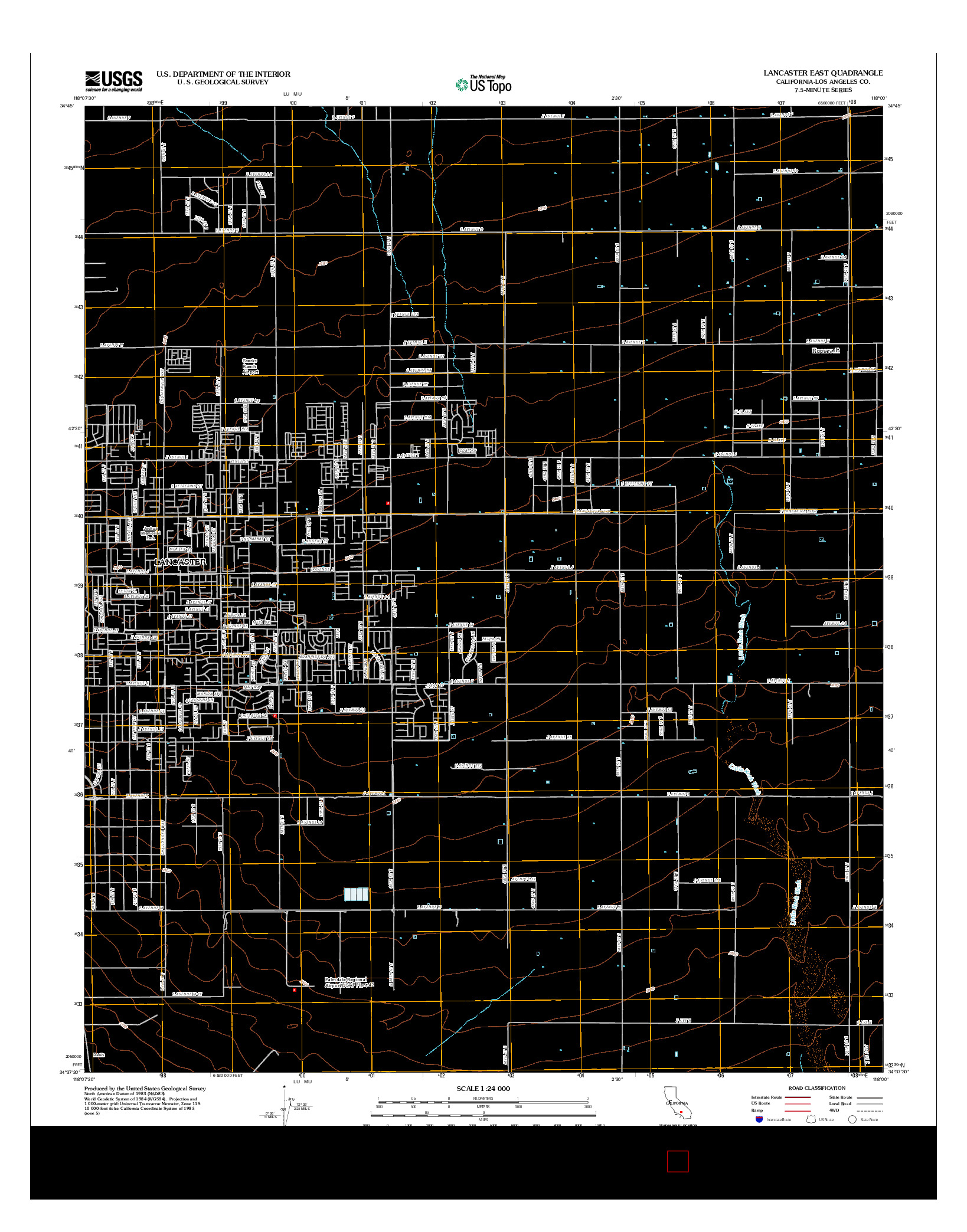 USGS US TOPO 7.5-MINUTE MAP FOR LANCASTER EAST, CA 2012