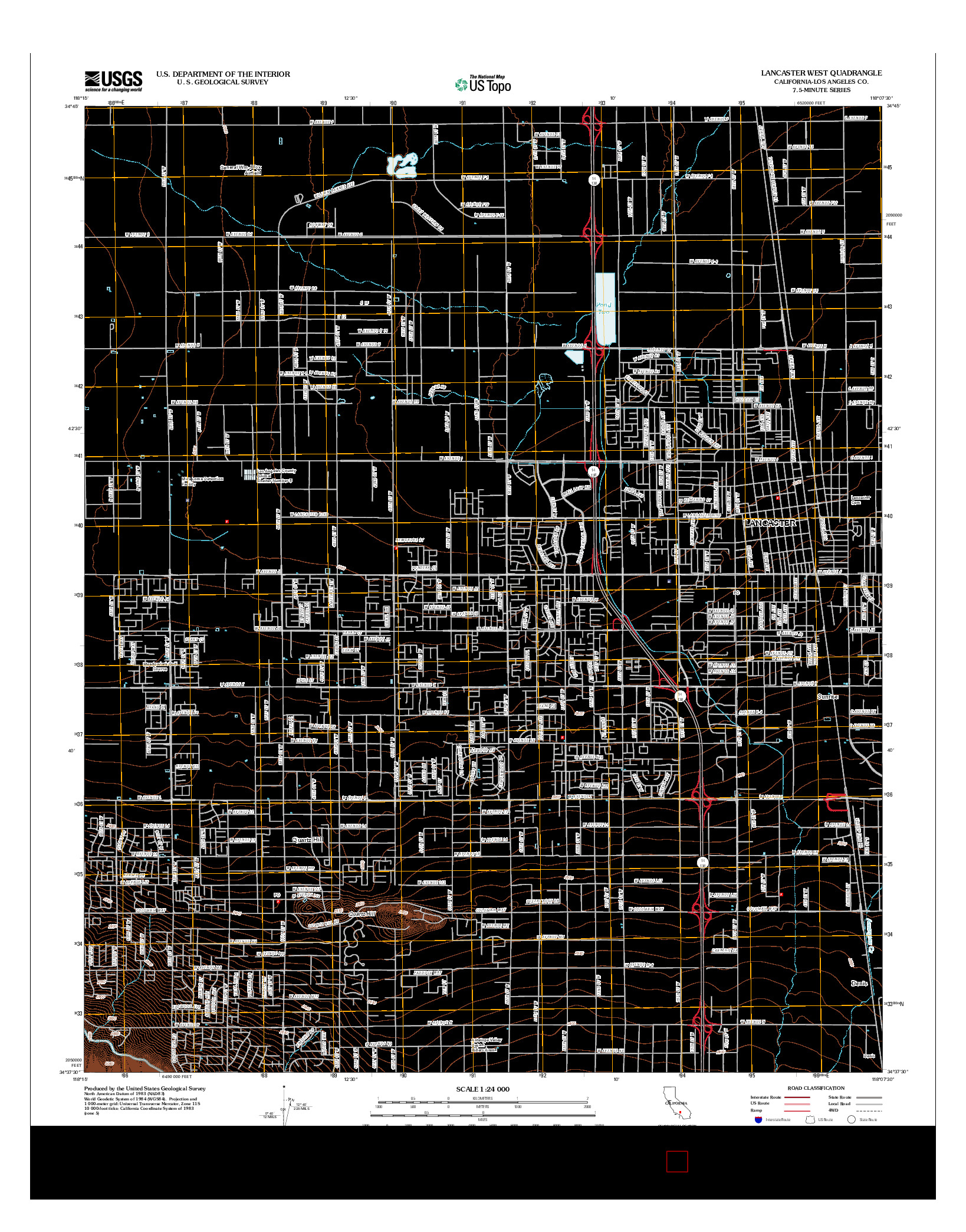 USGS US TOPO 7.5-MINUTE MAP FOR LANCASTER WEST, CA 2012