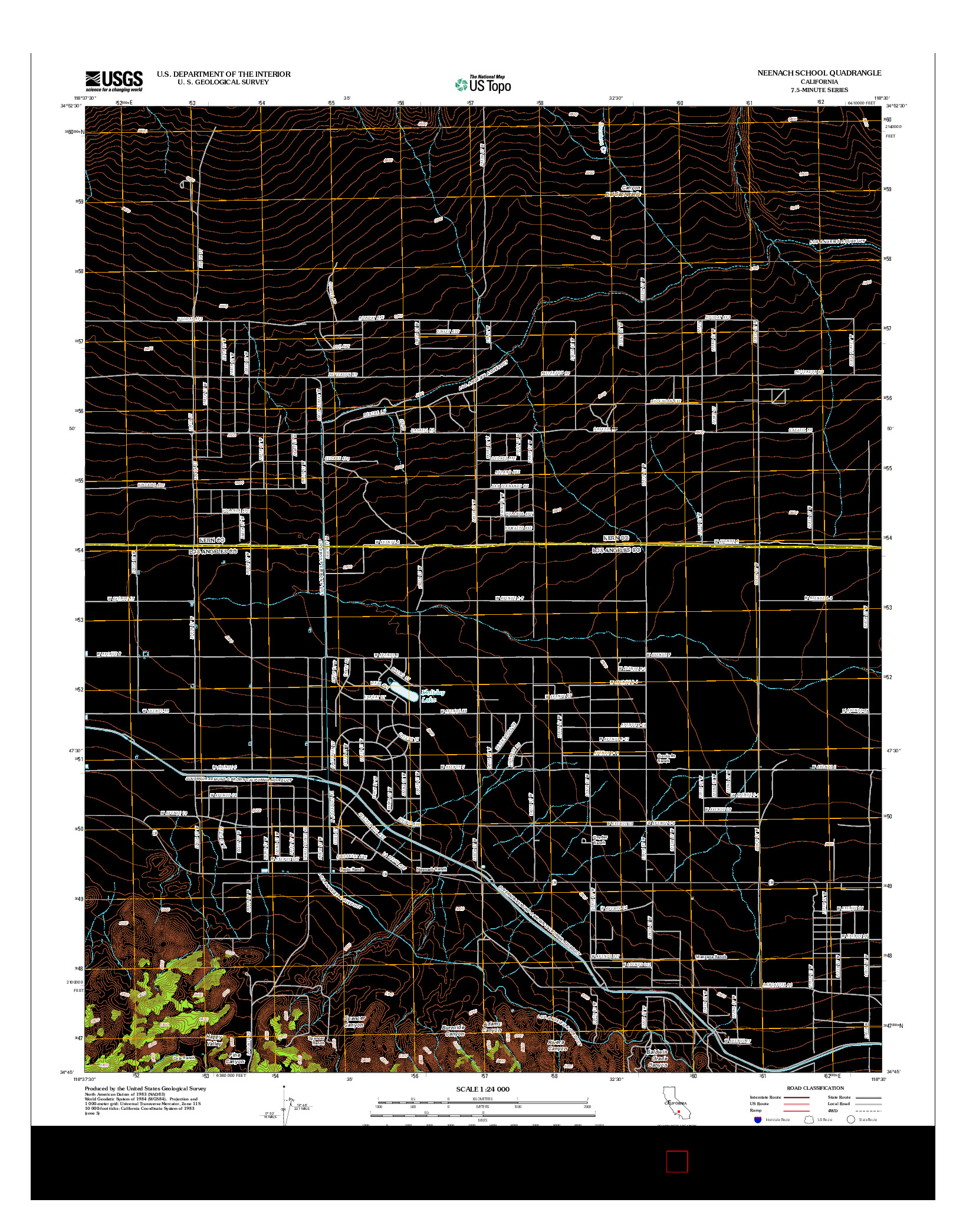 USGS US TOPO 7.5-MINUTE MAP FOR NEENACH SCHOOL, CA 2012