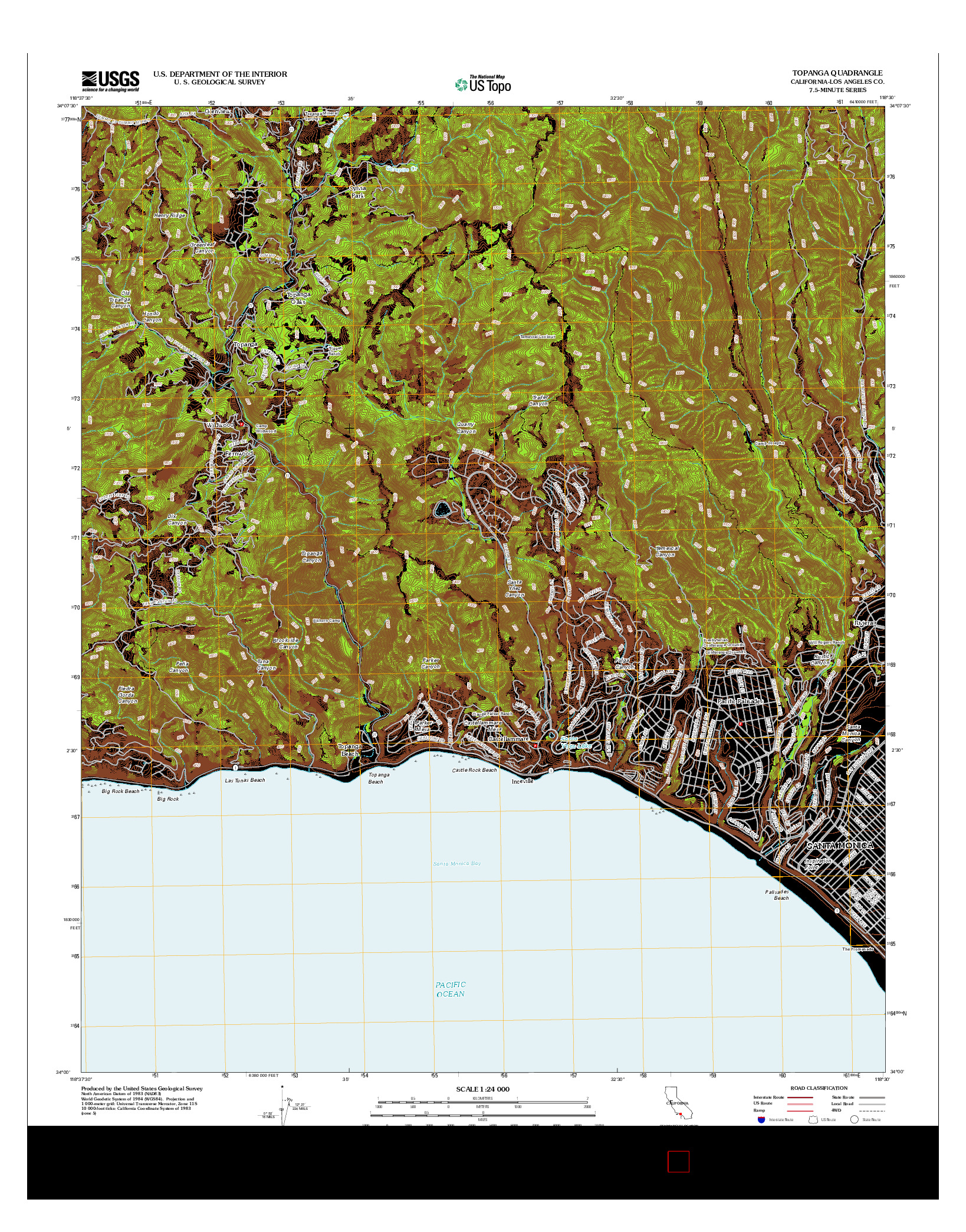 USGS US TOPO 7.5-MINUTE MAP FOR TOPANGA, CA 2012