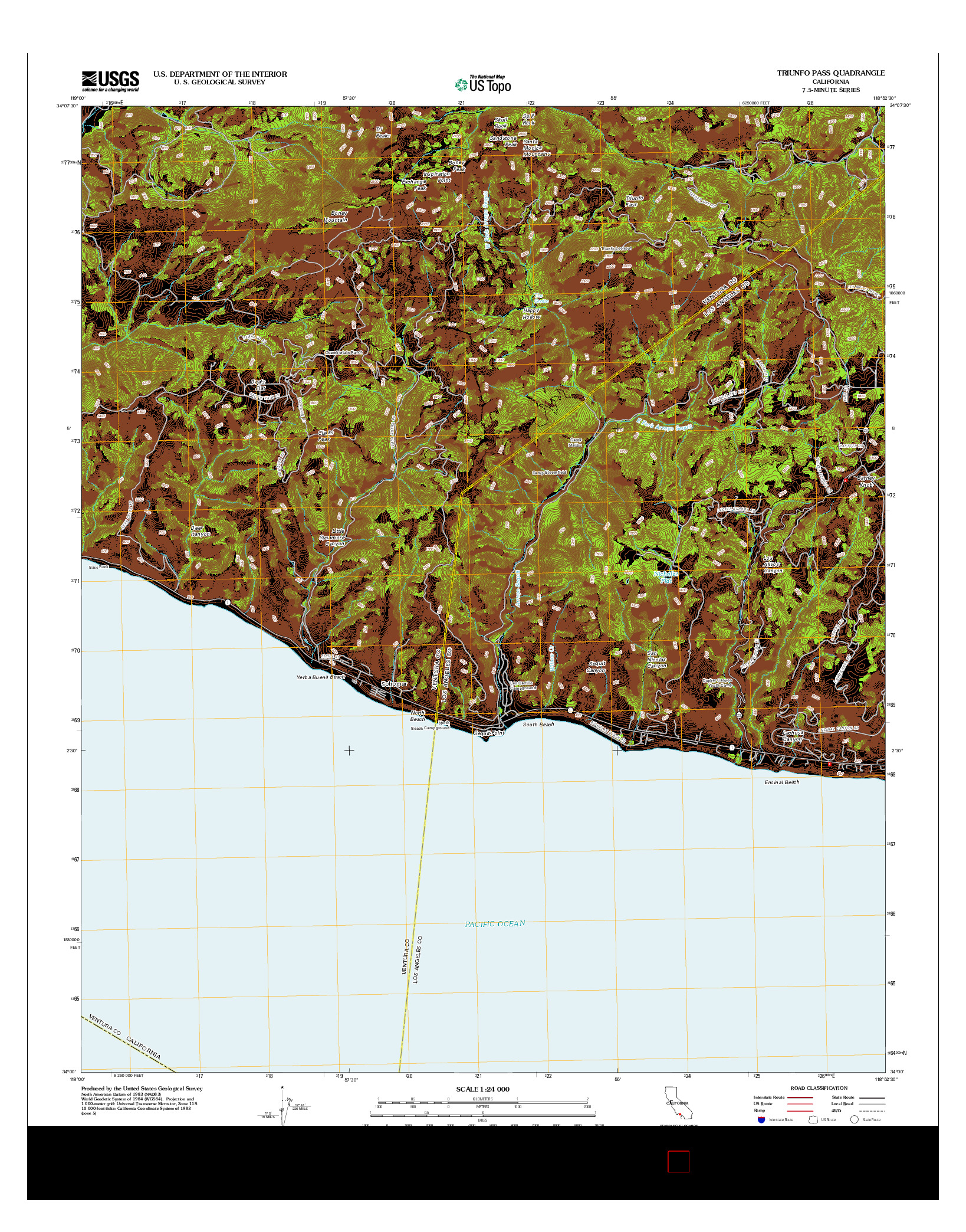 USGS US TOPO 7.5-MINUTE MAP FOR TRIUNFO PASS, CA 2012