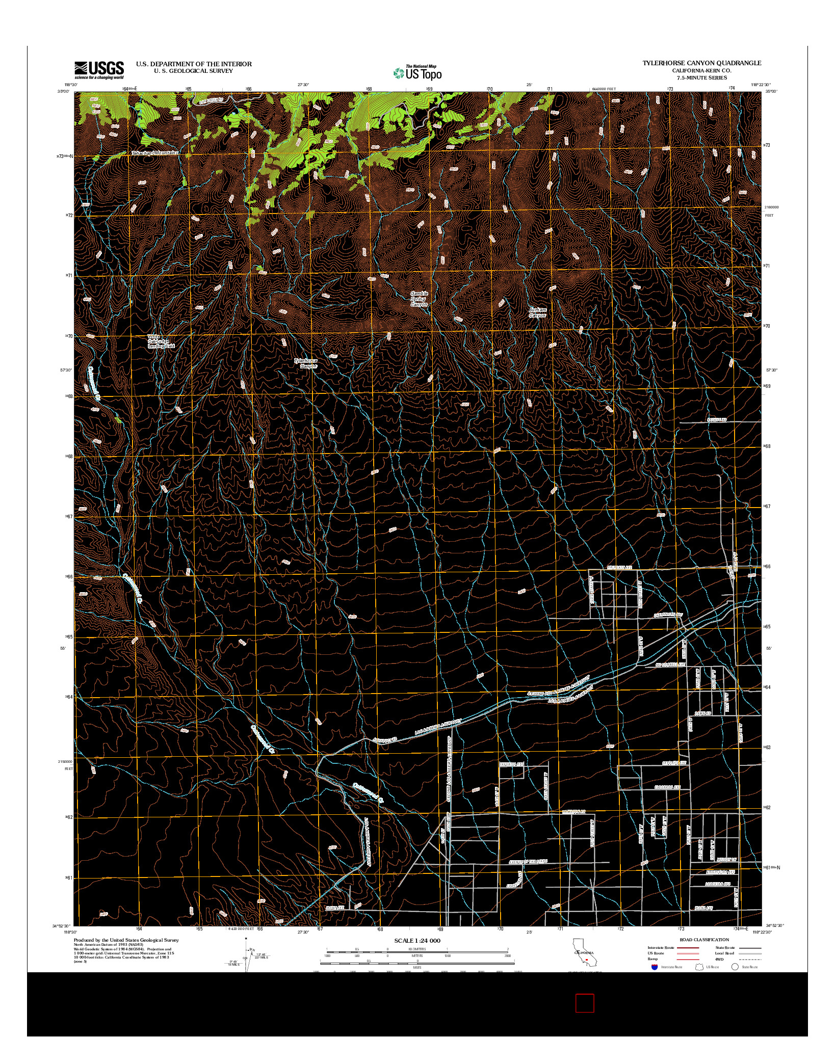 USGS US TOPO 7.5-MINUTE MAP FOR TYLERHORSE CANYON, CA 2012