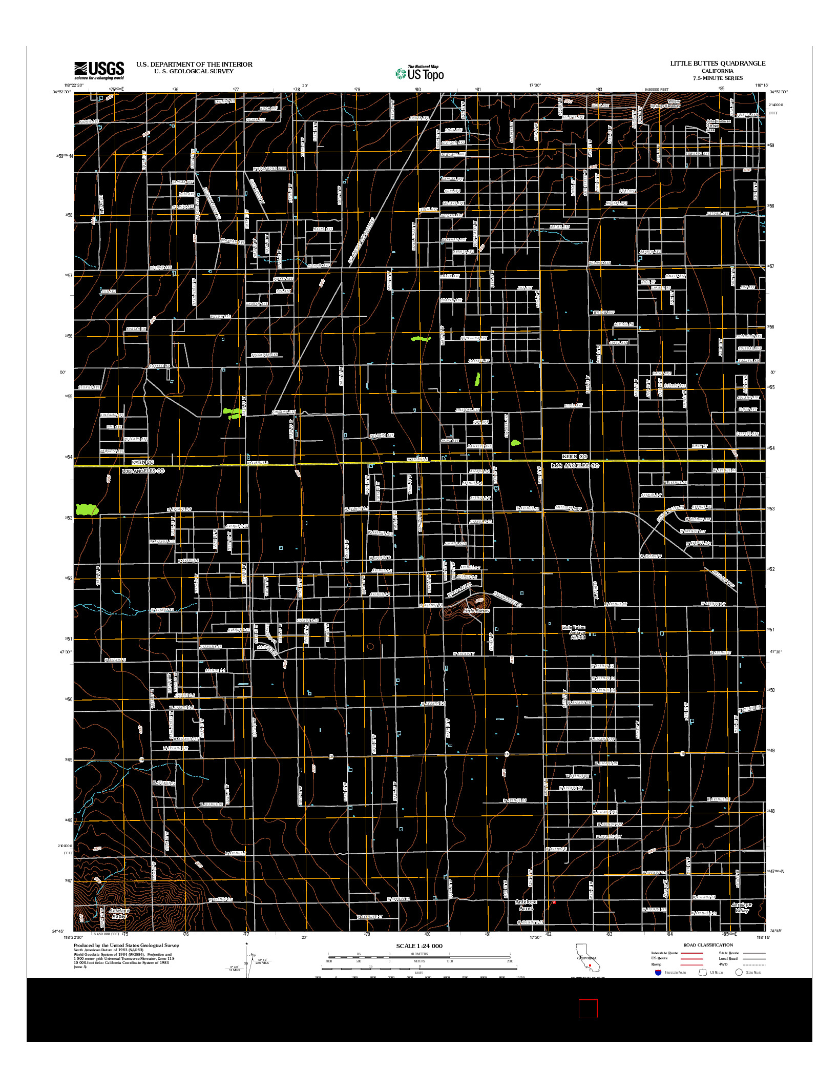 USGS US TOPO 7.5-MINUTE MAP FOR LITTLE BUTTES, CA 2012