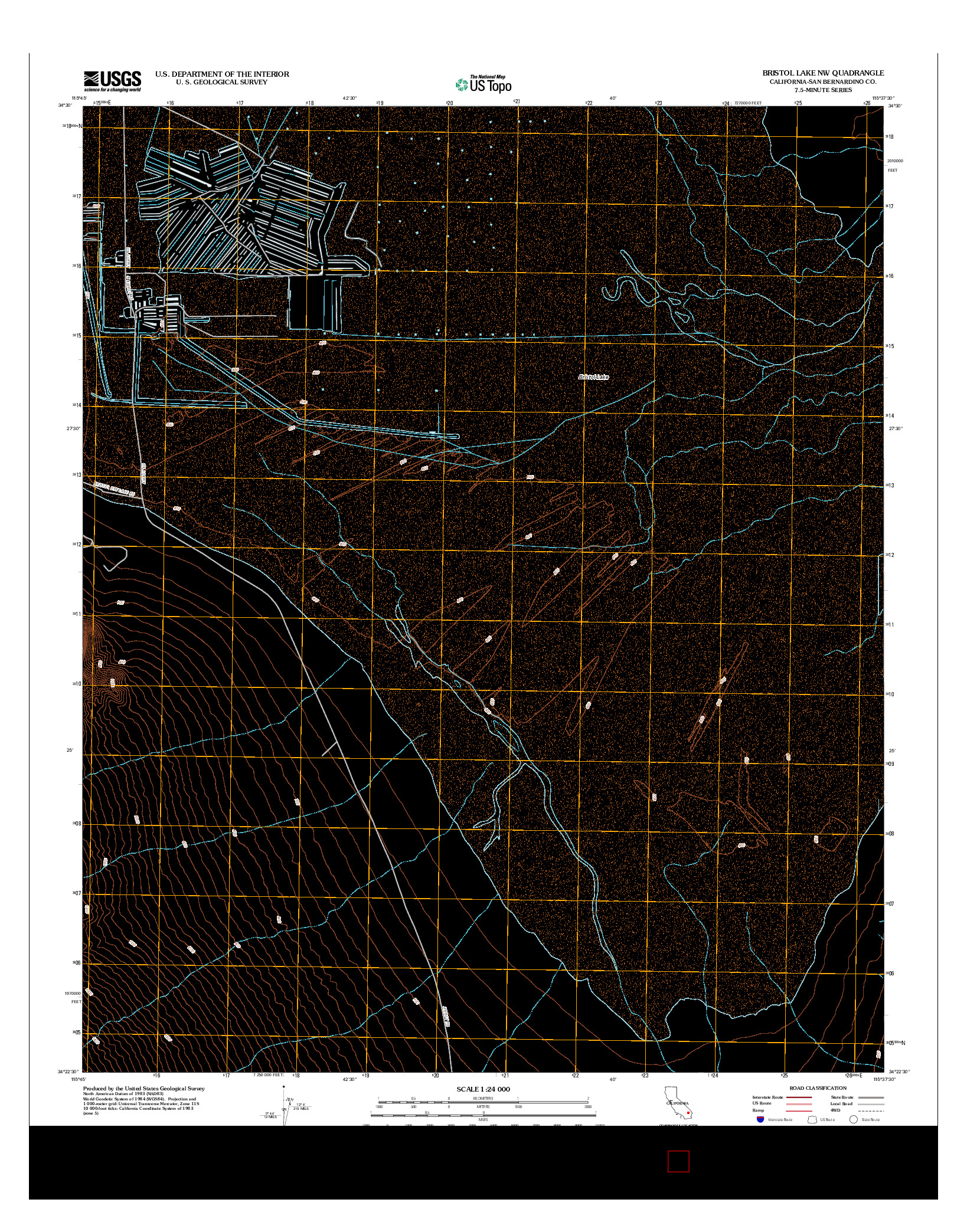 USGS US TOPO 7.5-MINUTE MAP FOR BRISTOL LAKE NW, CA 2012