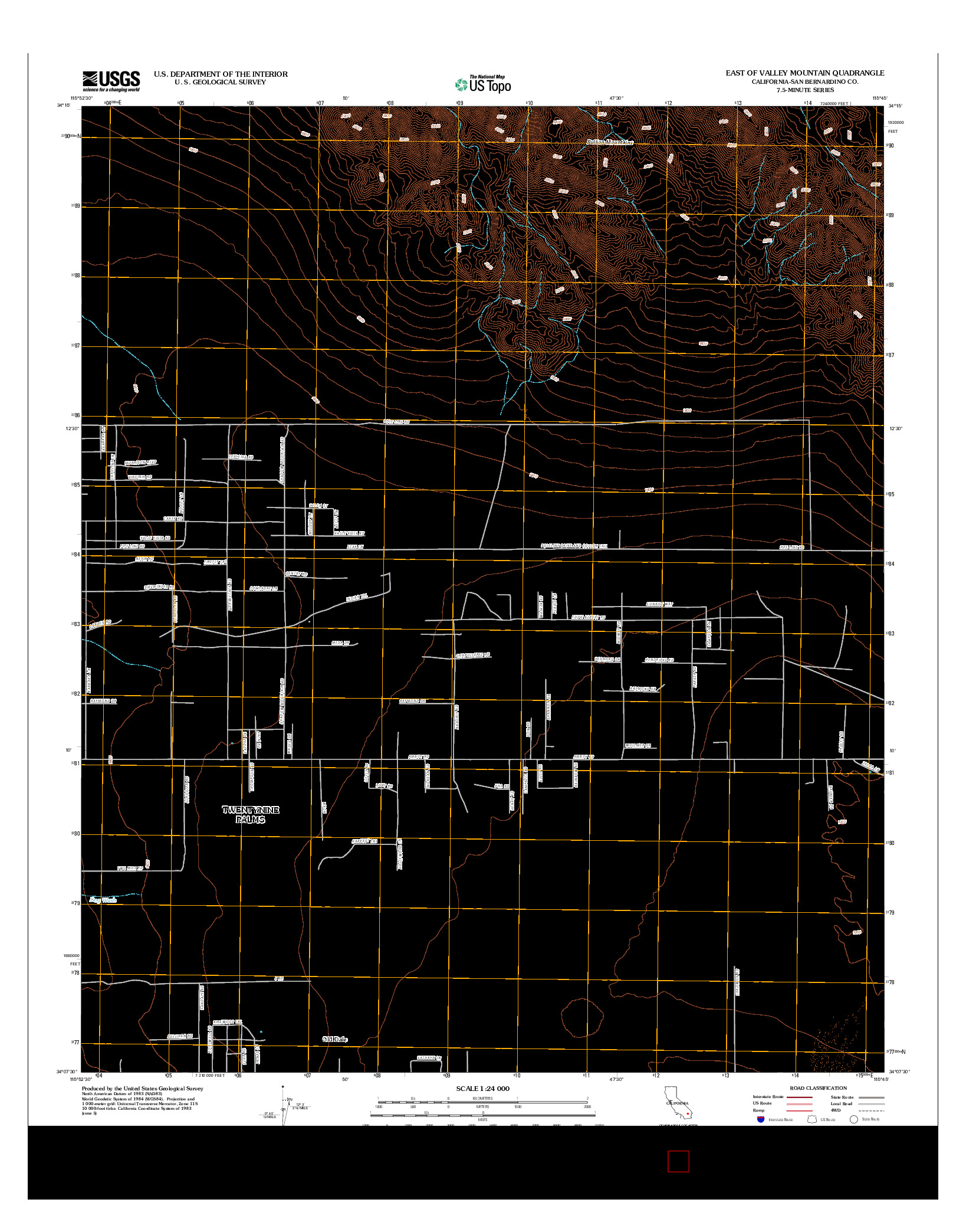 USGS US TOPO 7.5-MINUTE MAP FOR EAST OF VALLEY MOUNTAIN, CA 2012