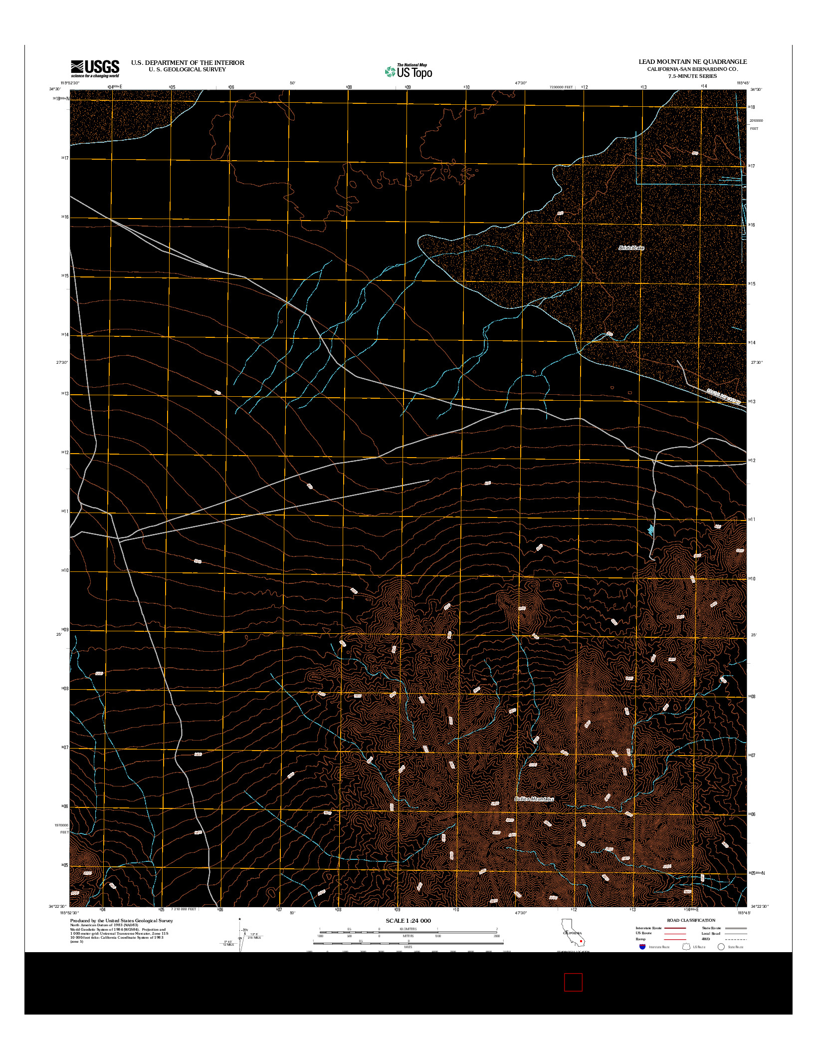 USGS US TOPO 7.5-MINUTE MAP FOR LEAD MOUNTAIN NE, CA 2012