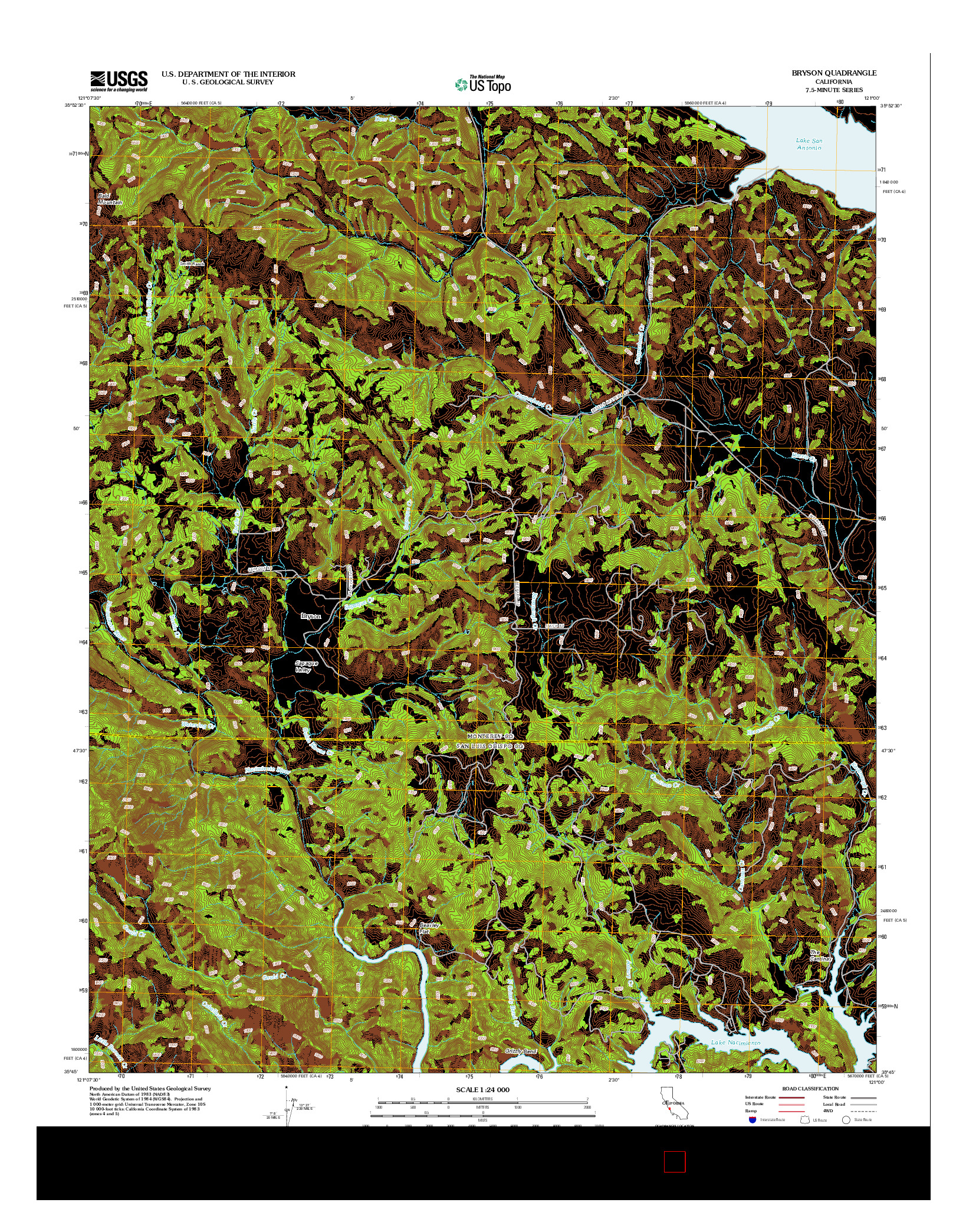 USGS US TOPO 7.5-MINUTE MAP FOR BRYSON, CA 2012