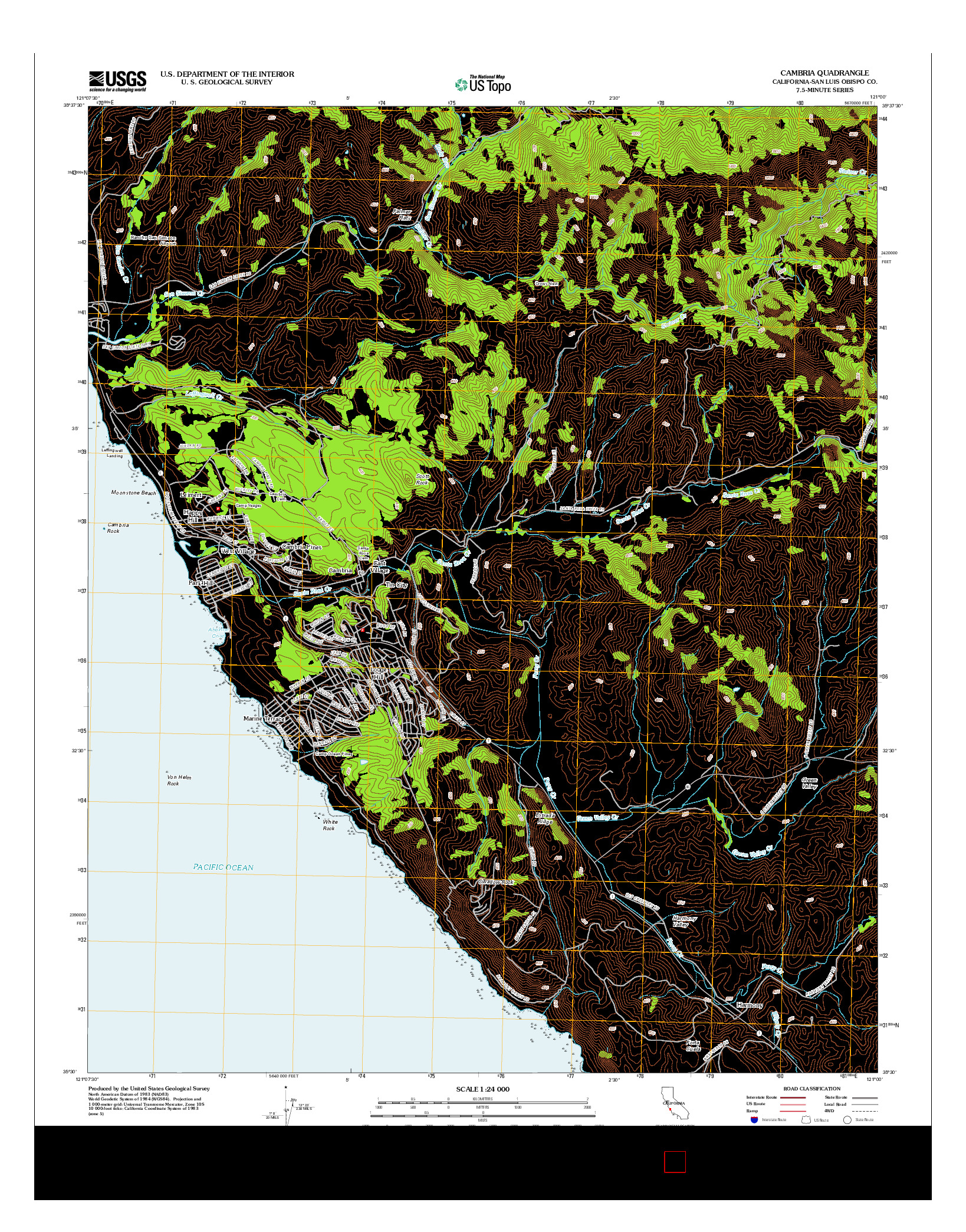 USGS US TOPO 7.5-MINUTE MAP FOR CAMBRIA, CA 2012