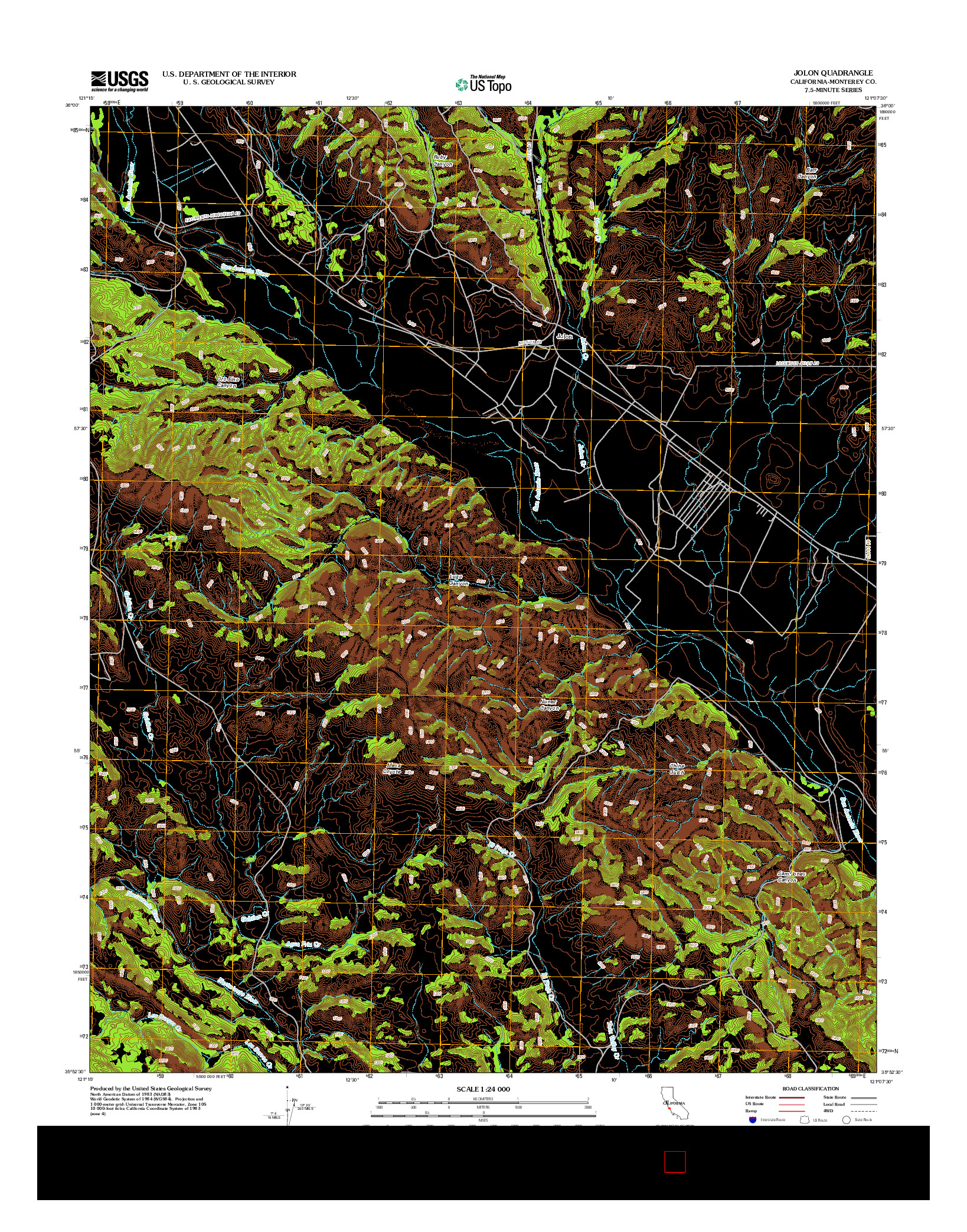 USGS US TOPO 7.5-MINUTE MAP FOR JOLON, CA 2012