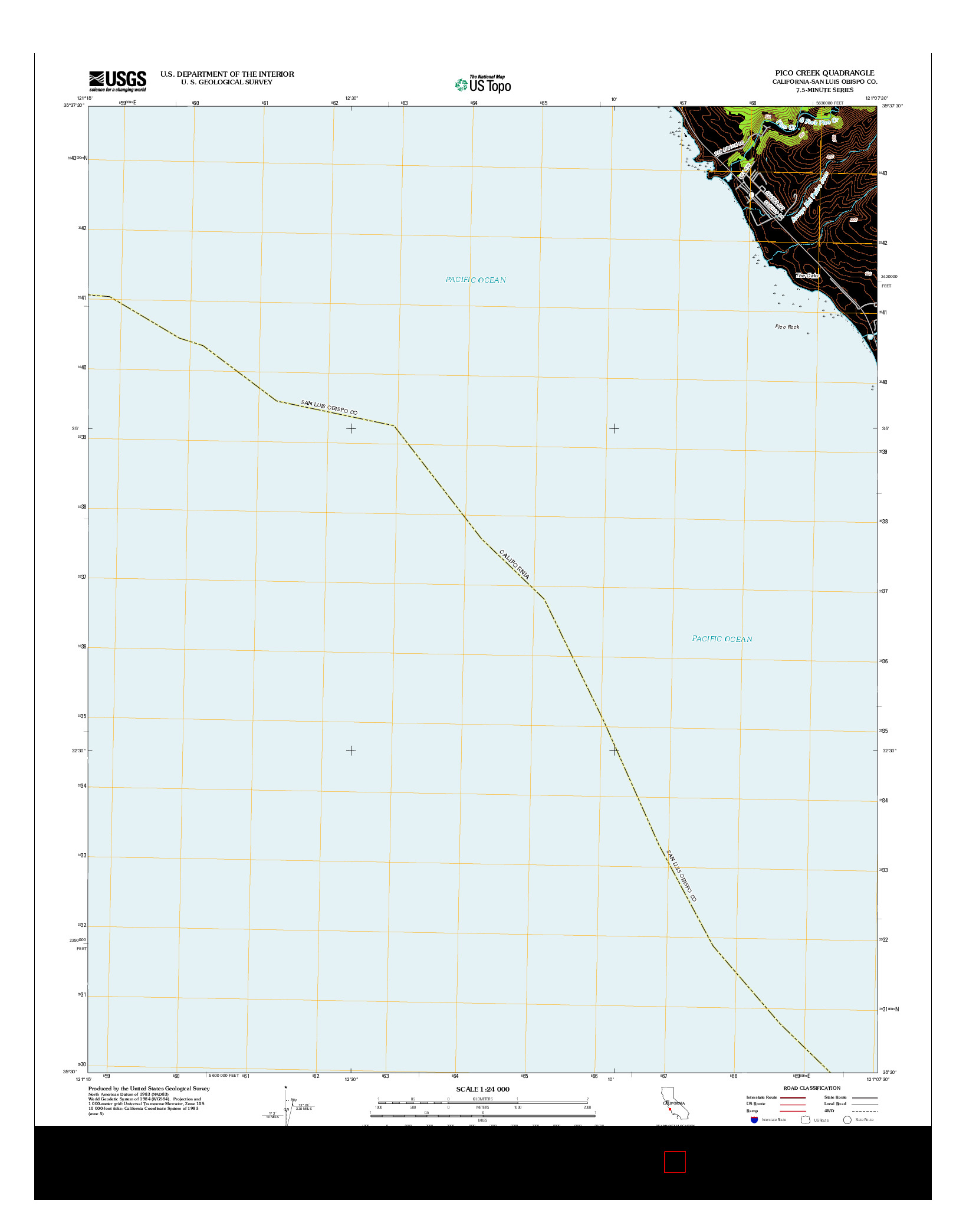 USGS US TOPO 7.5-MINUTE MAP FOR PICO CREEK, CA 2012