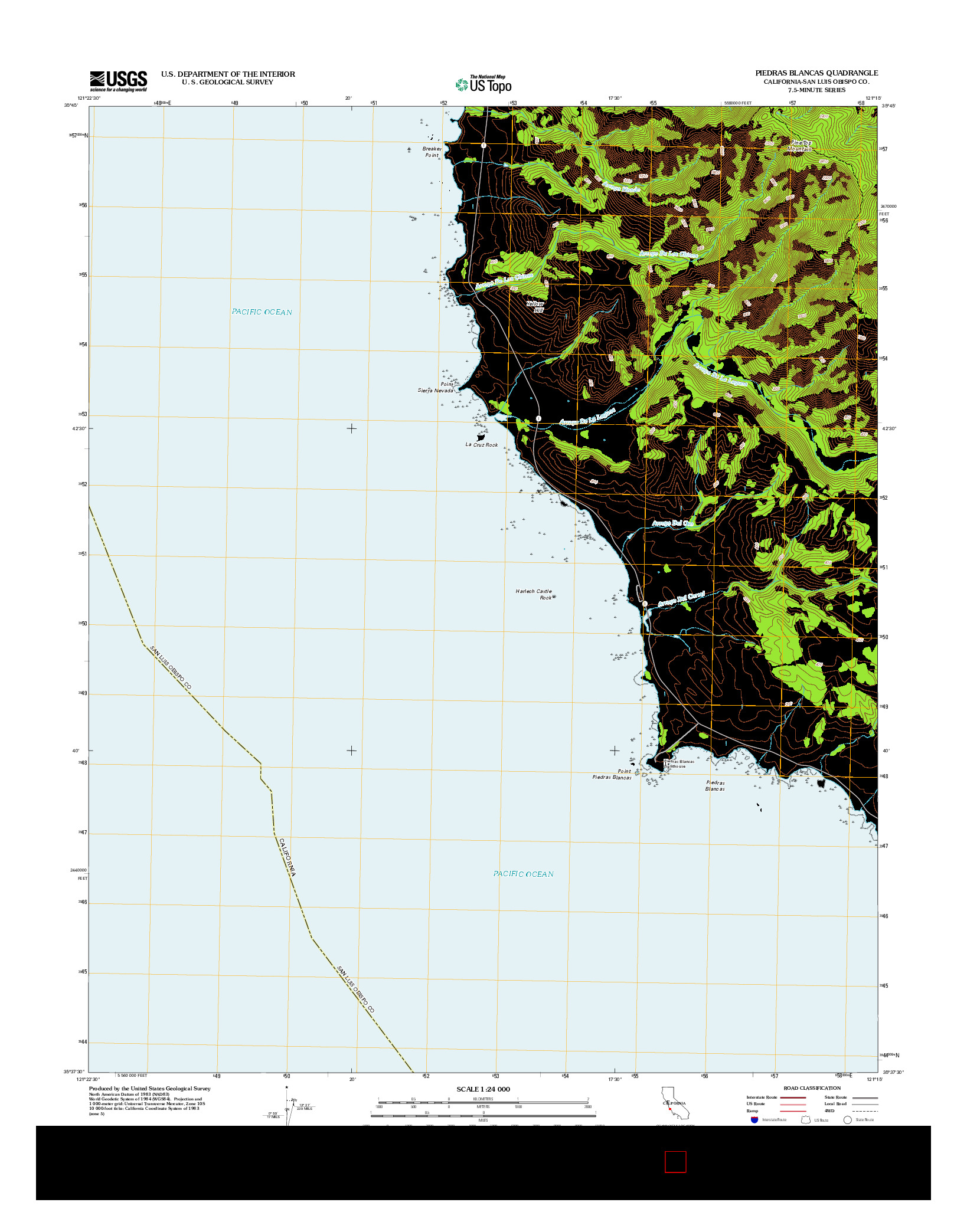 USGS US TOPO 7.5-MINUTE MAP FOR PIEDRAS BLANCAS, CA 2012